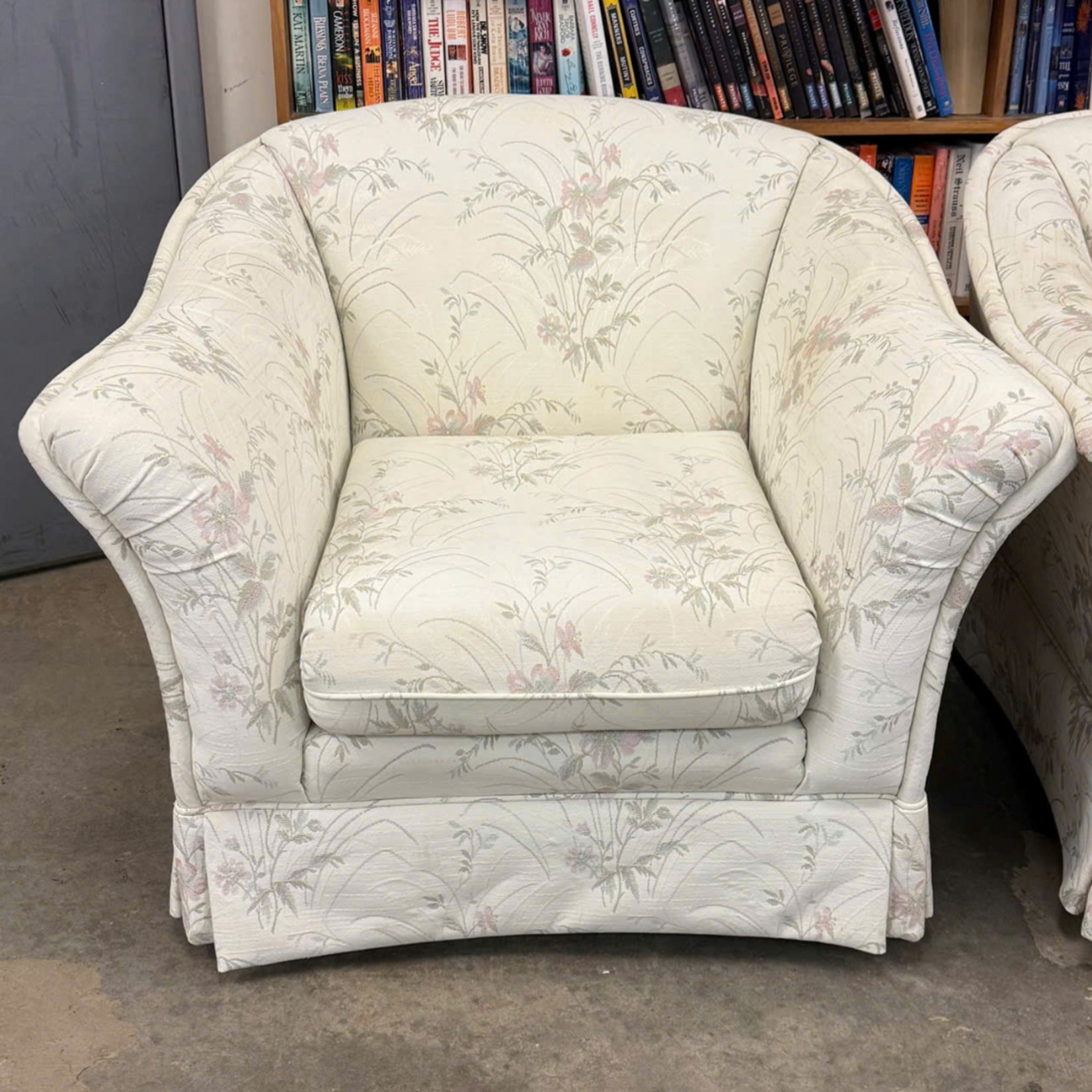 White Floral Pattern Chair