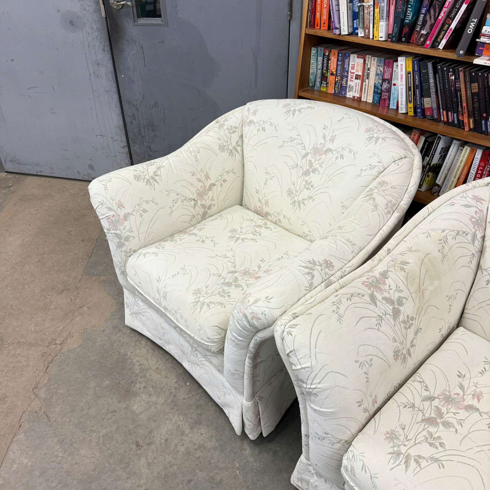 White Floral Pattern Chair