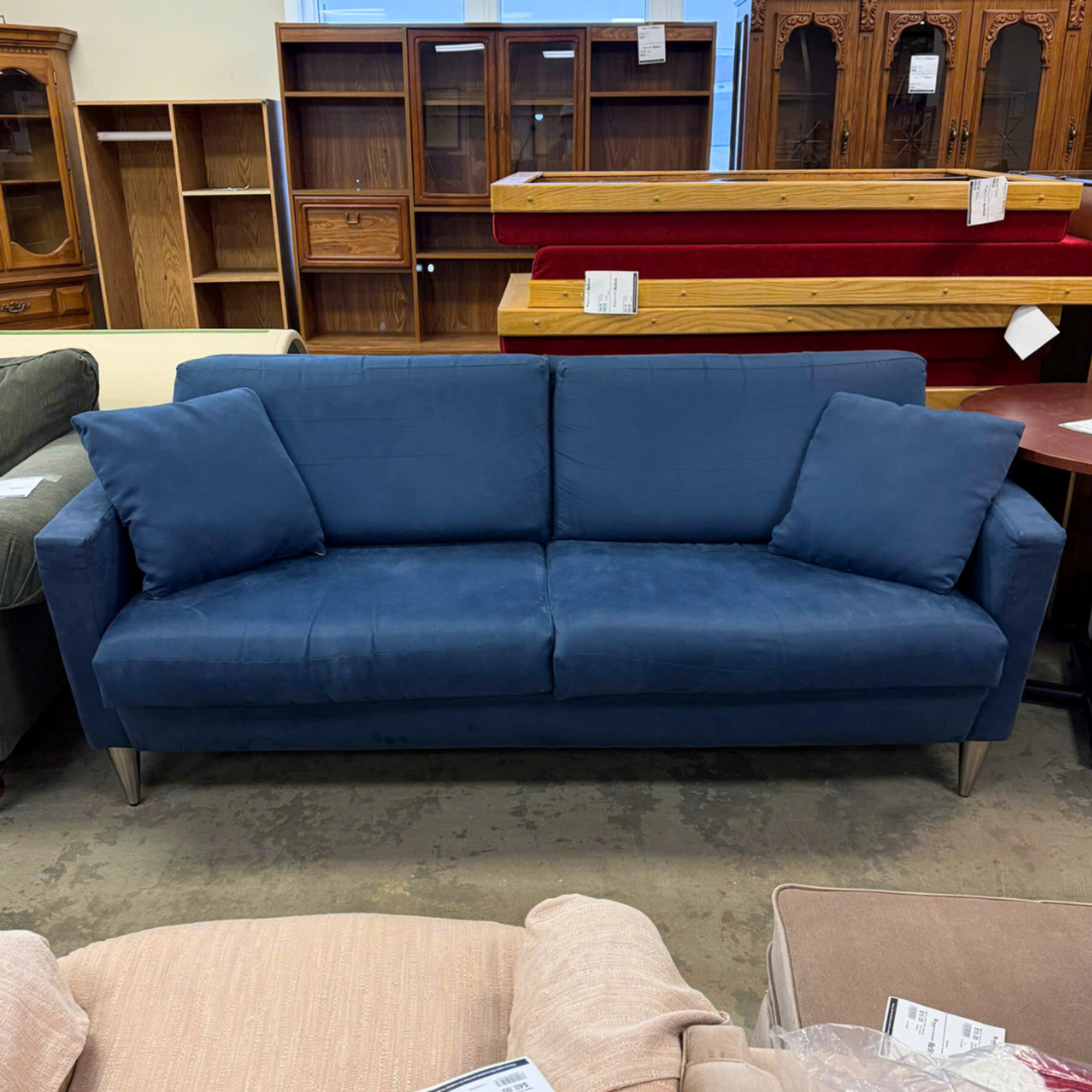 Blue sofa & 2 Toss Pillows