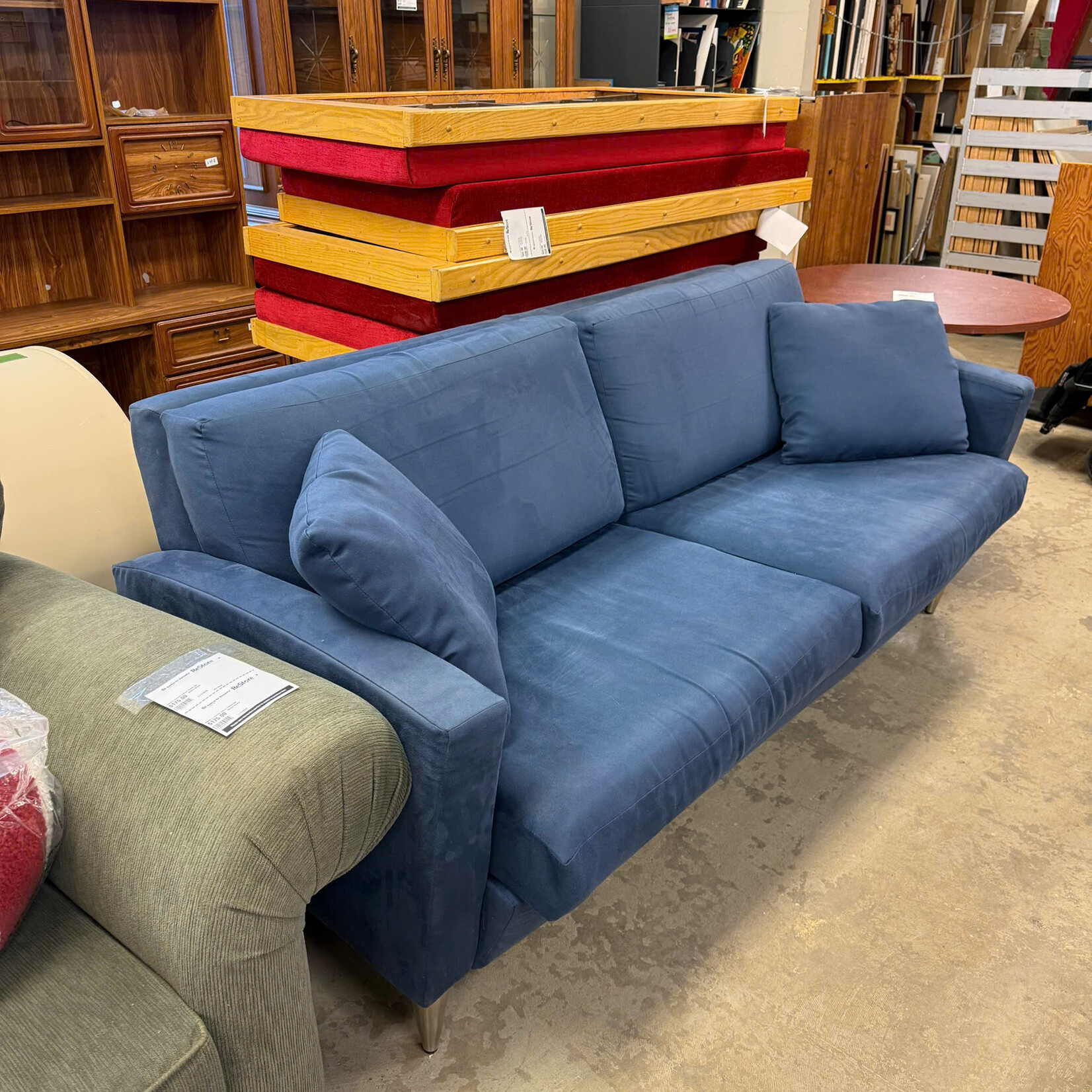 Blue sofa & 2 Toss Pillows