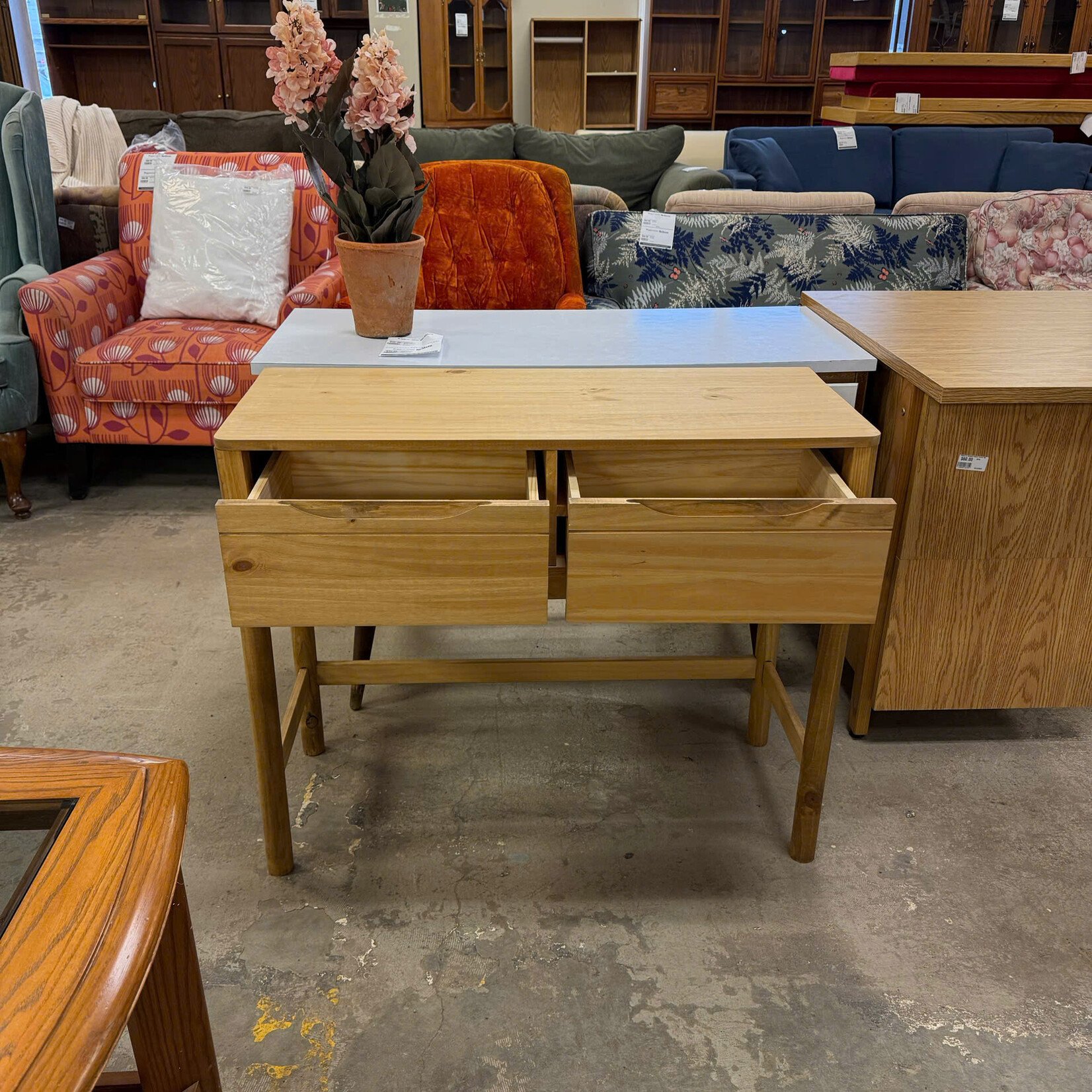 Pine 2-Drawer Console