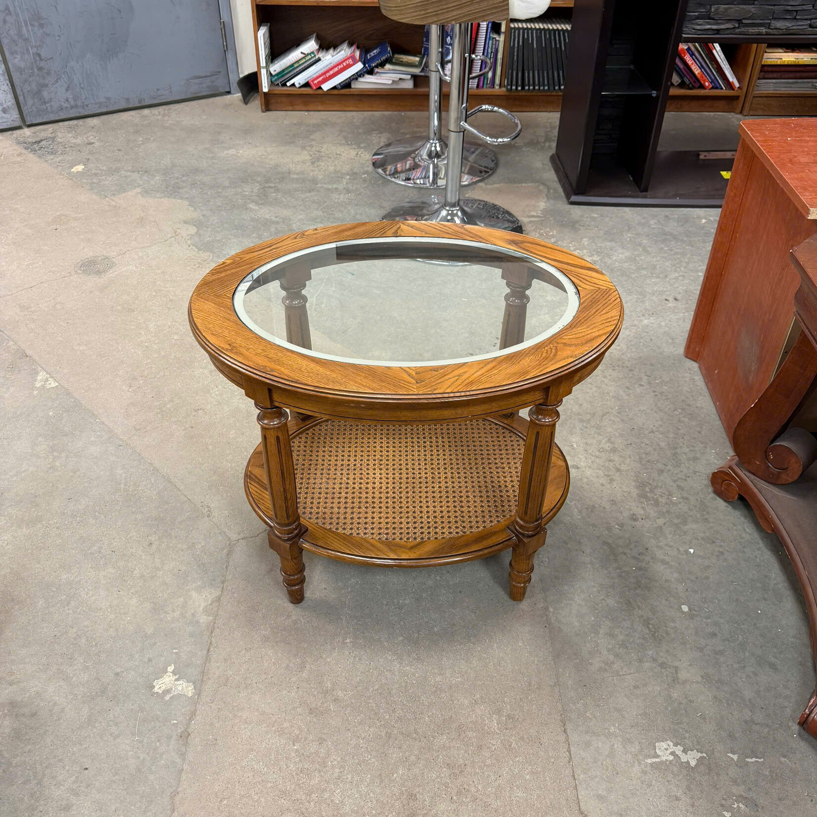 Round Glass Top End Table