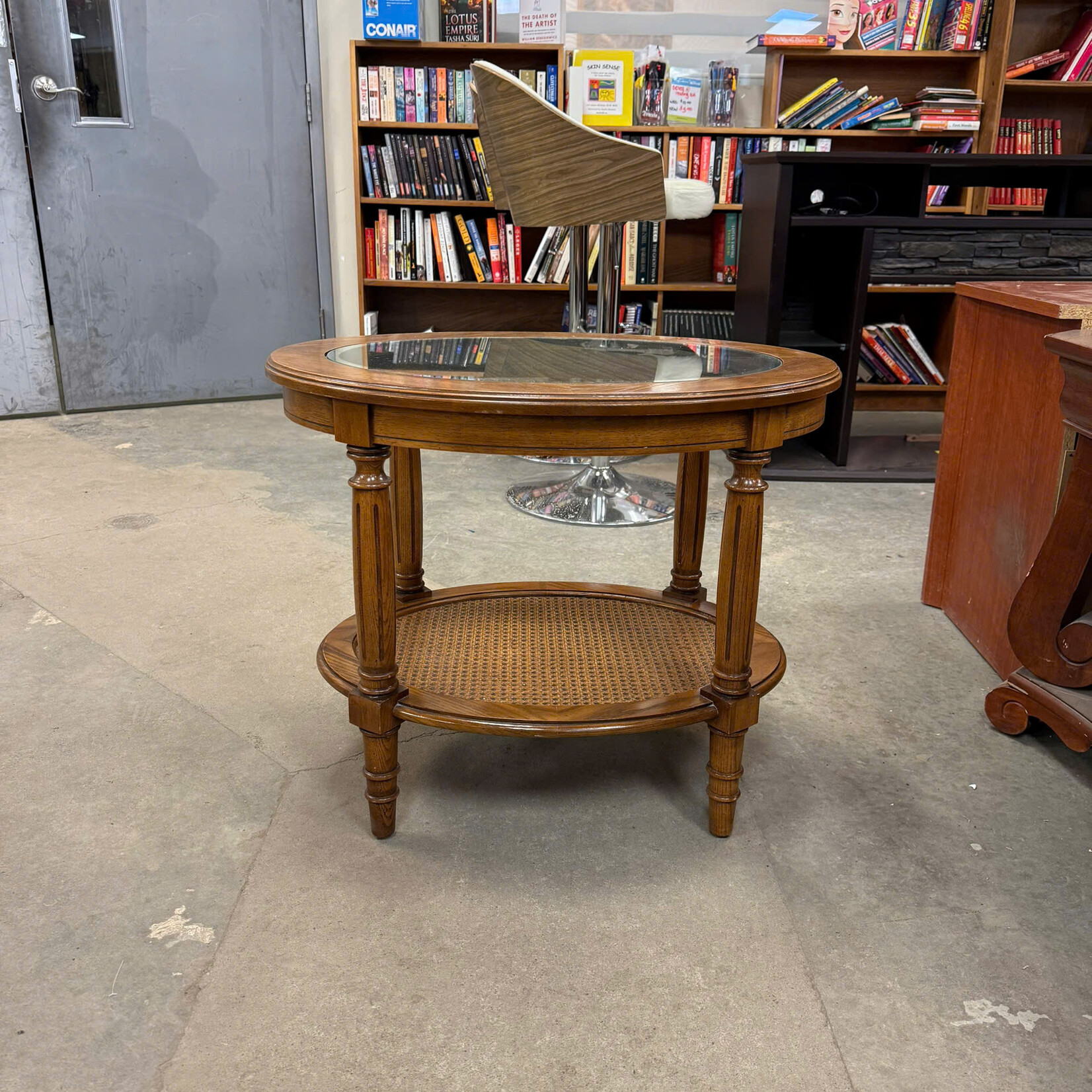 Round Glass Top End Table