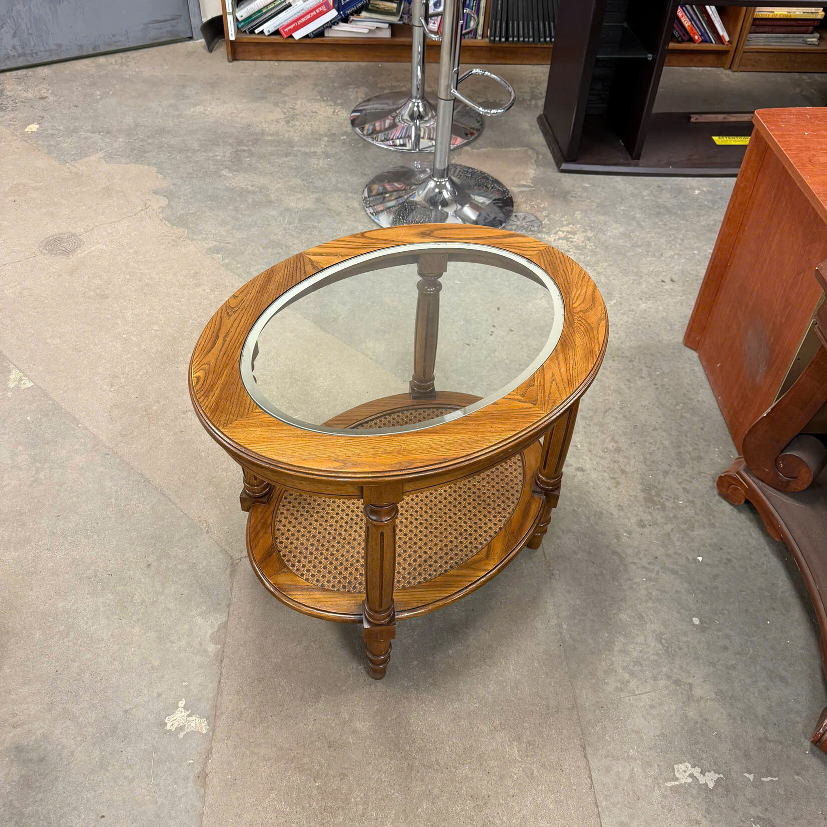 Round Glass Top End Table