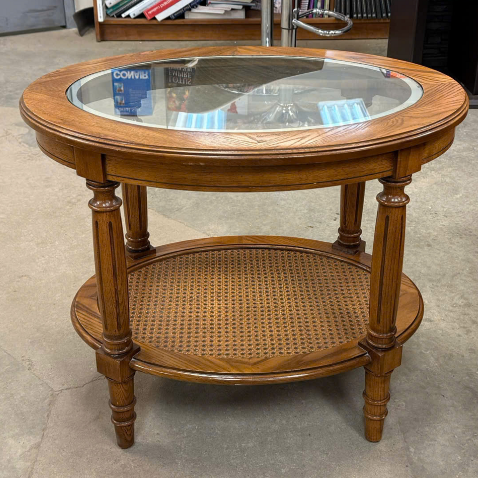 Round Glass Top End Table