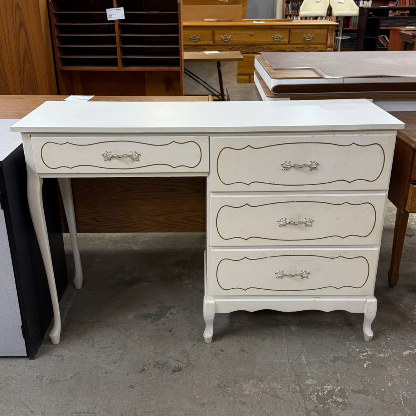 White 4 Drawer Desk