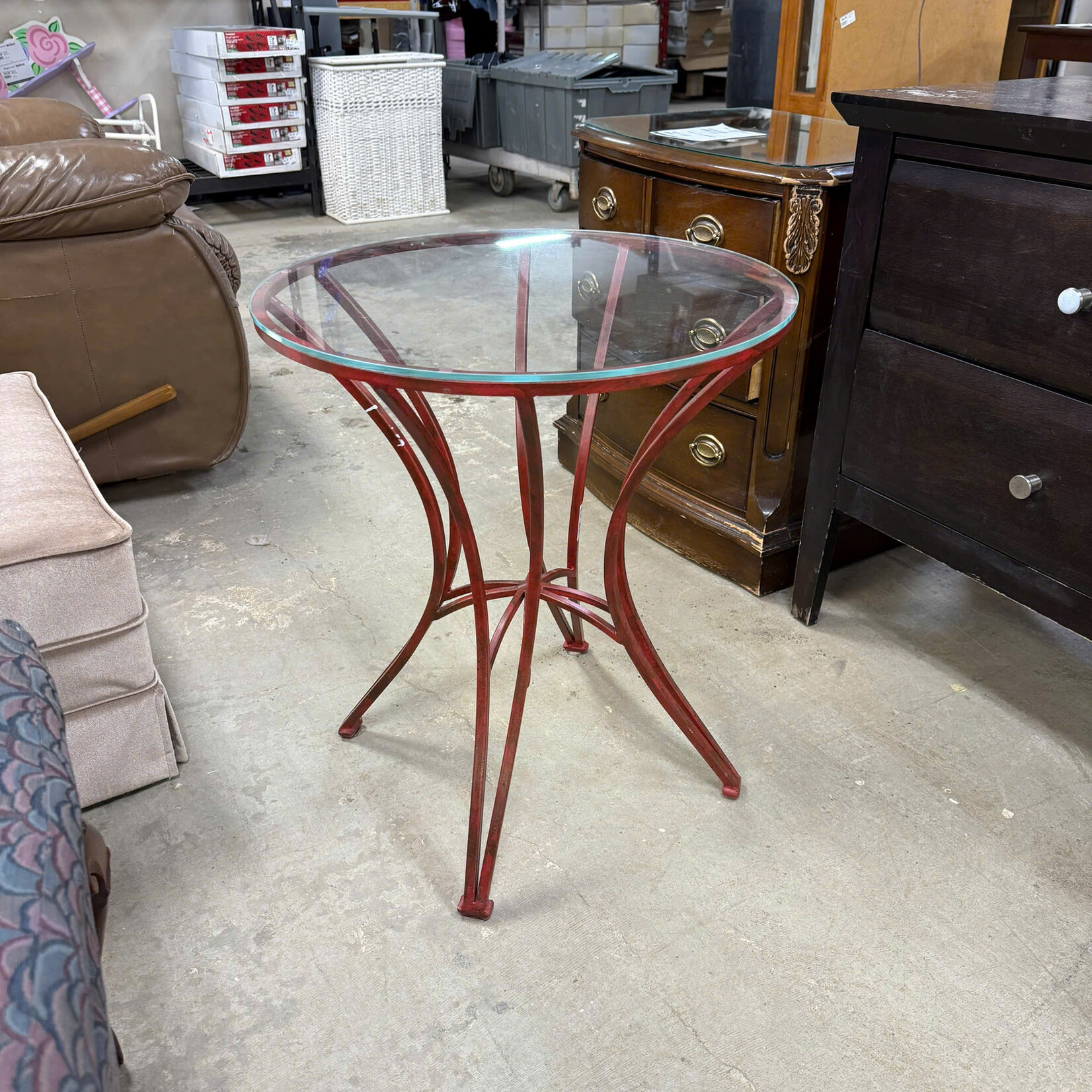 Glass And Metal End Table