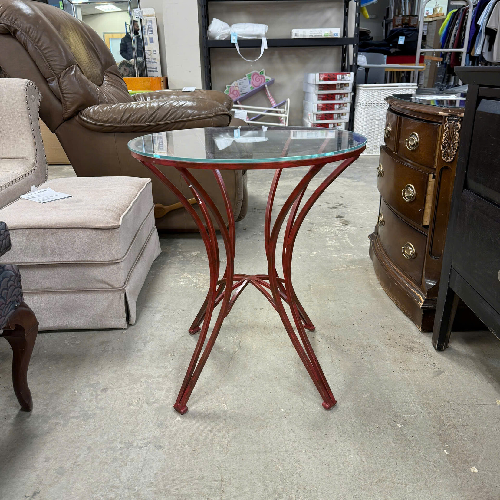 Glass And Metal End Table