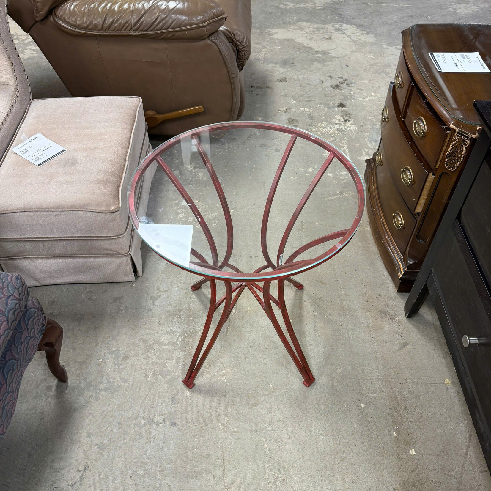 Glass And Metal End Table