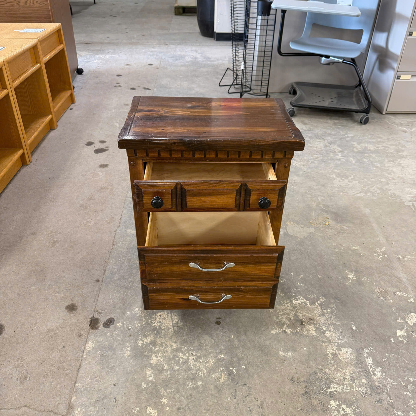 Brown 2 Drawer Nightstand