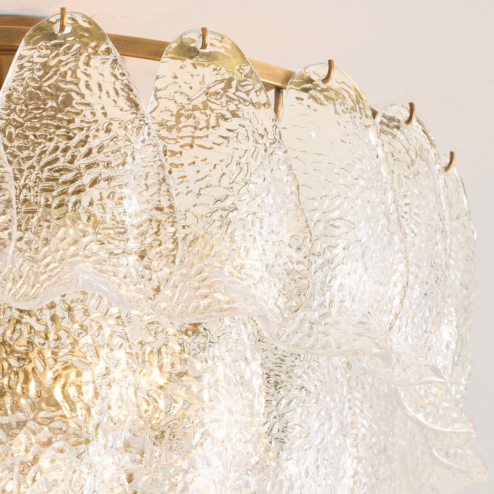 Brass Glass Leaf Light Fixture