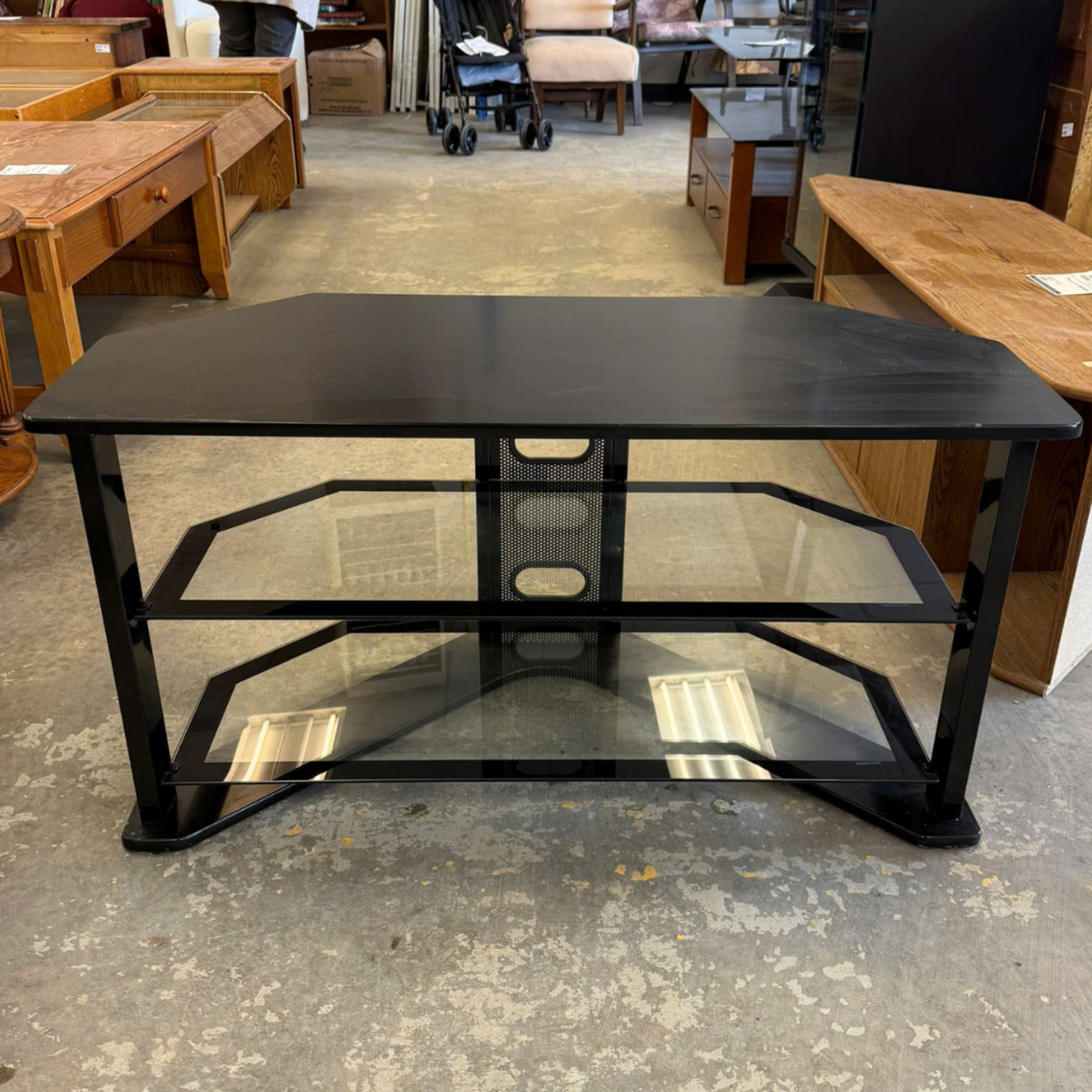 3 Tier Black TV Stand