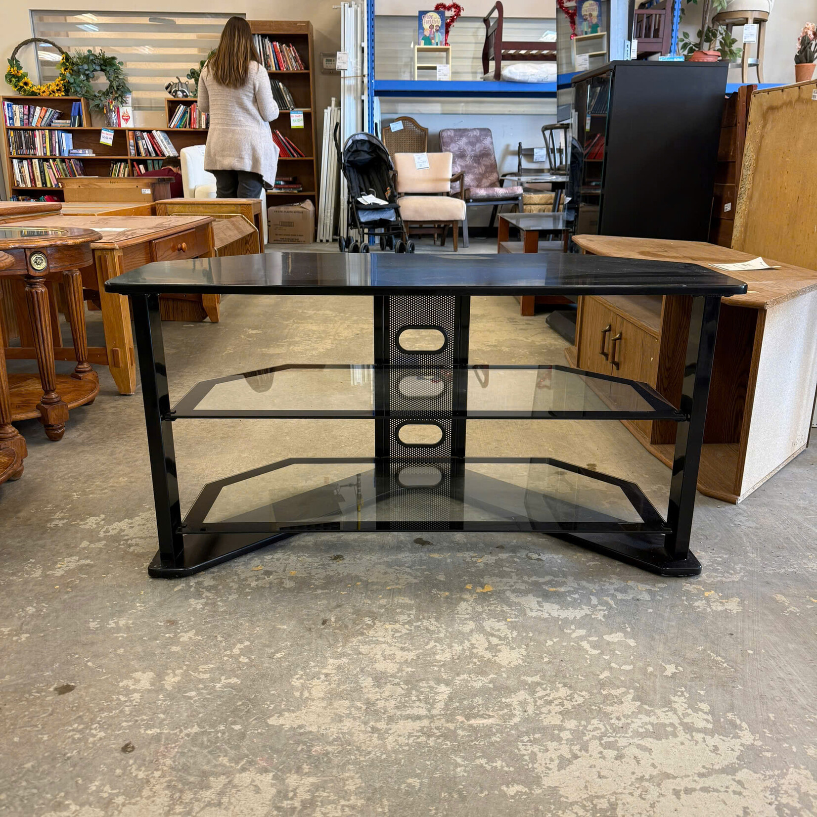 3 Tier Black TV Stand
