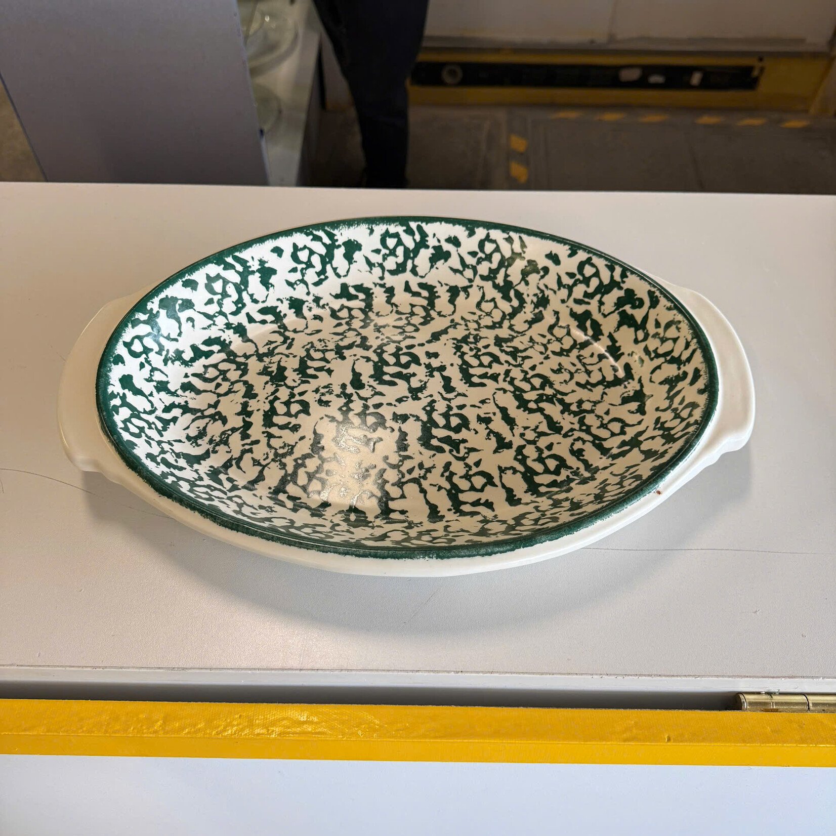 Green/White Oval Dish