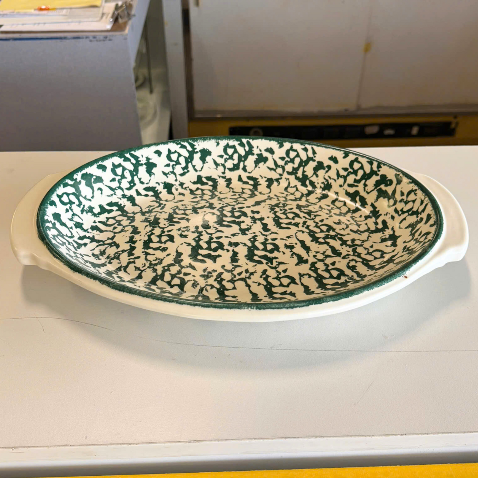 Green/White Oval Dish