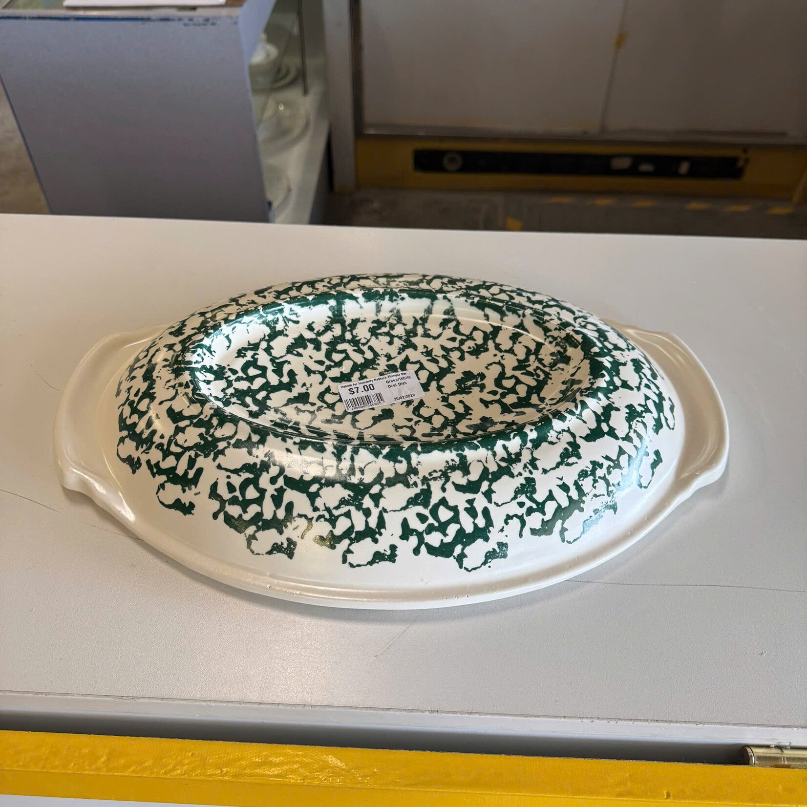 Green/White Oval Dish