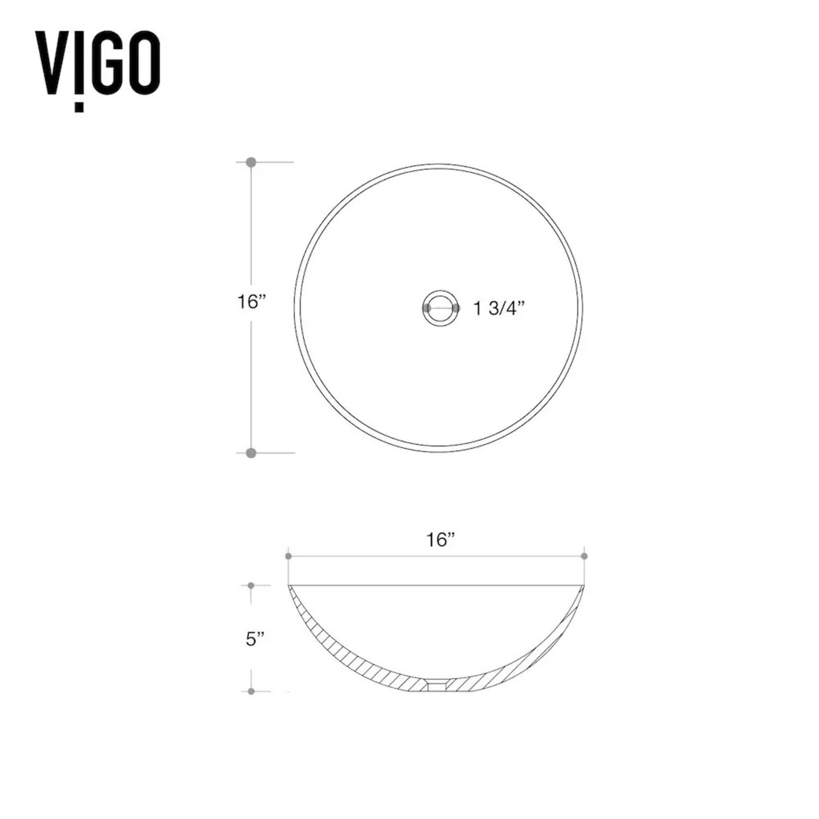 16"L x 16"W x 5"H Sink
