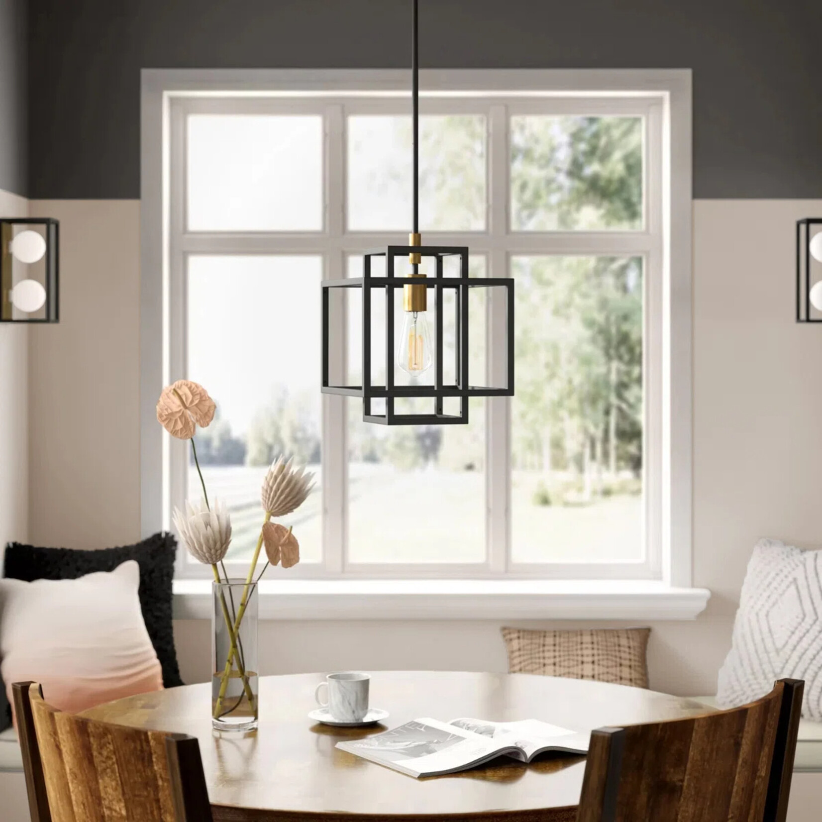 1 Light Square Rectangle Pendant