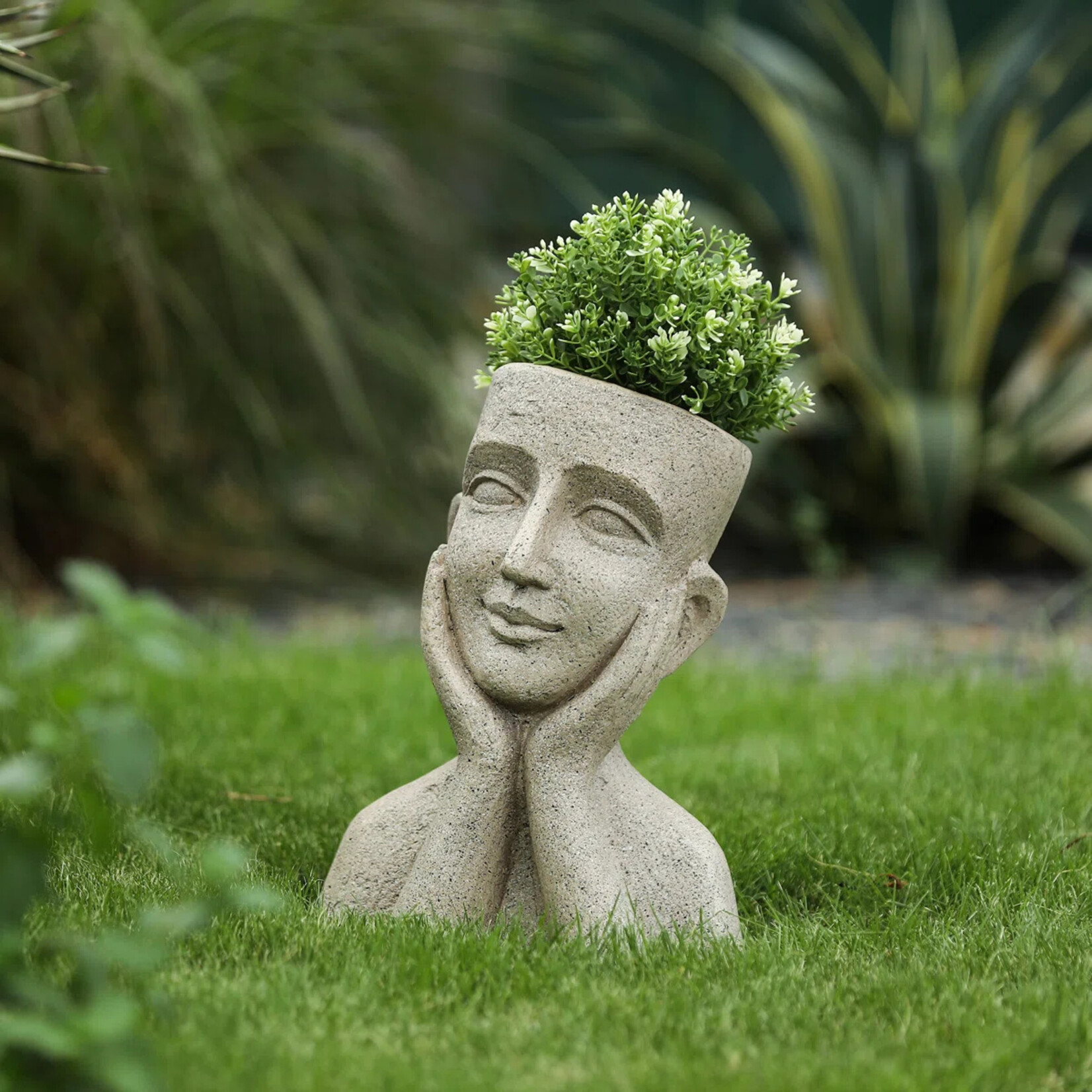 Brie Happy Face Bust Head Planter Handmade