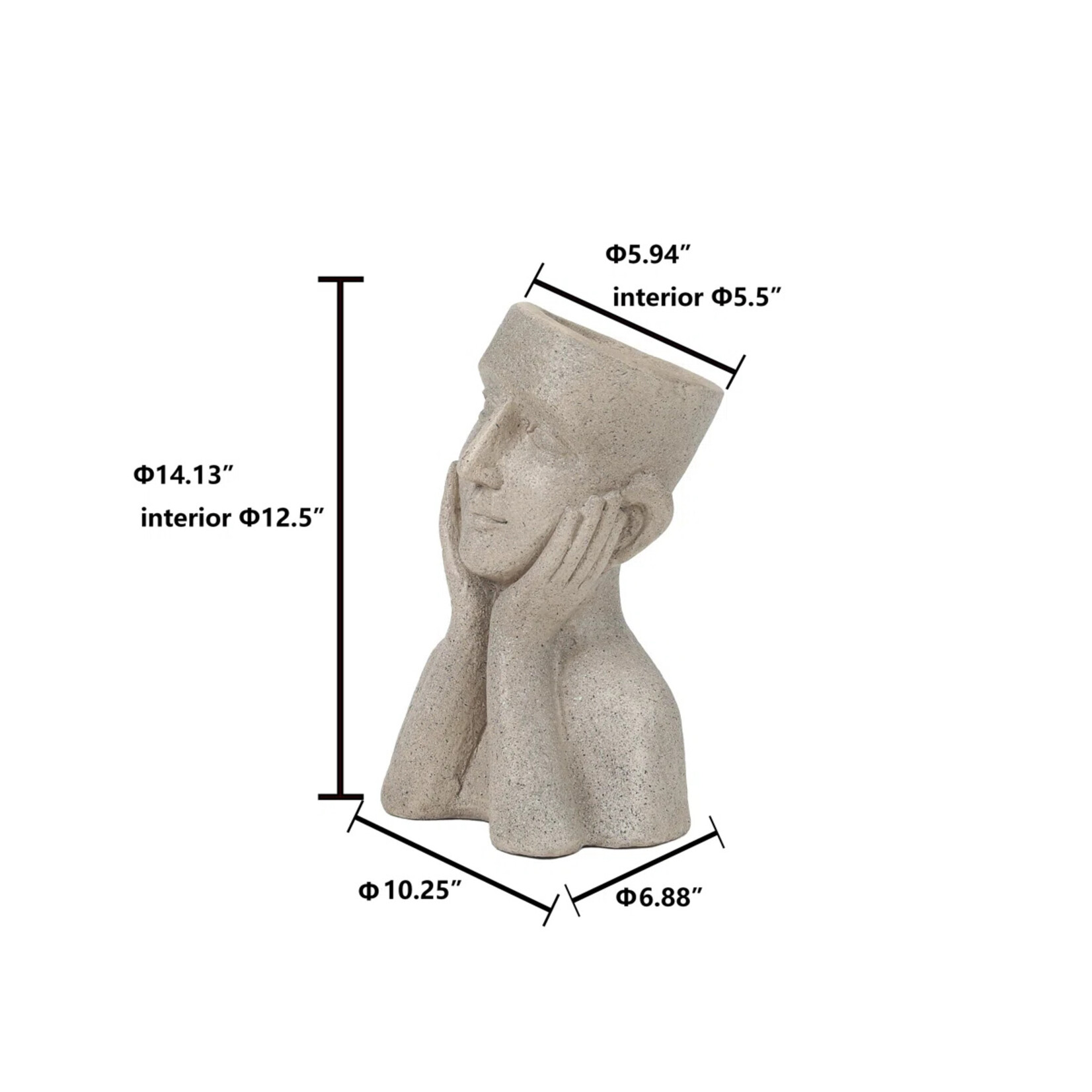 Brie Happy Face Bust Head Planter Handmade