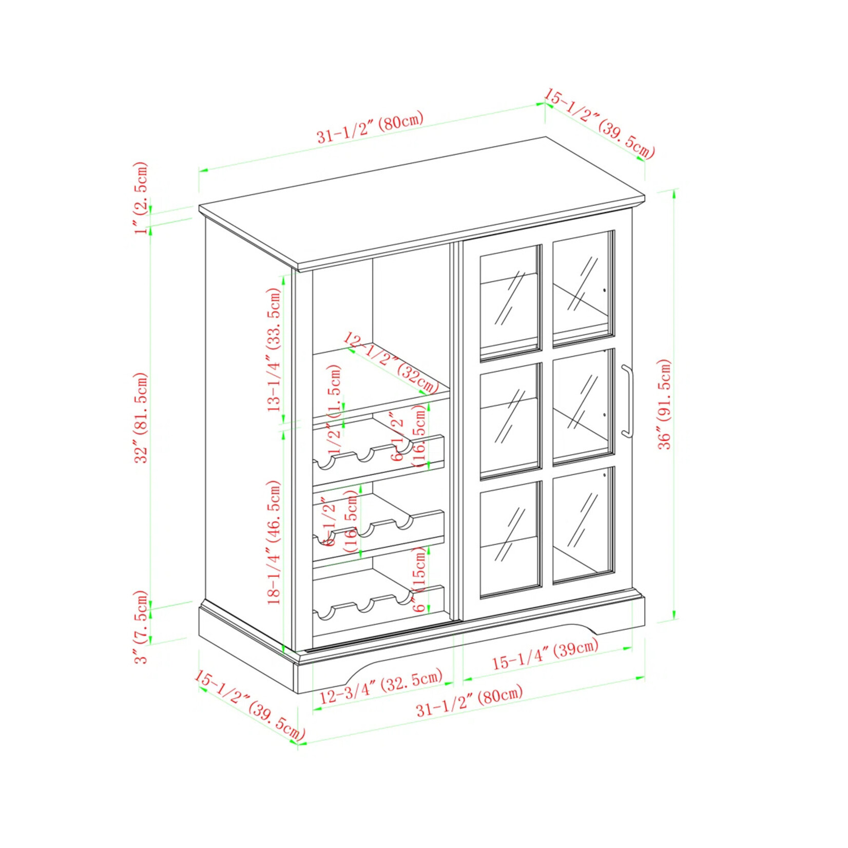 Sliding Door Bar w Wine Storage