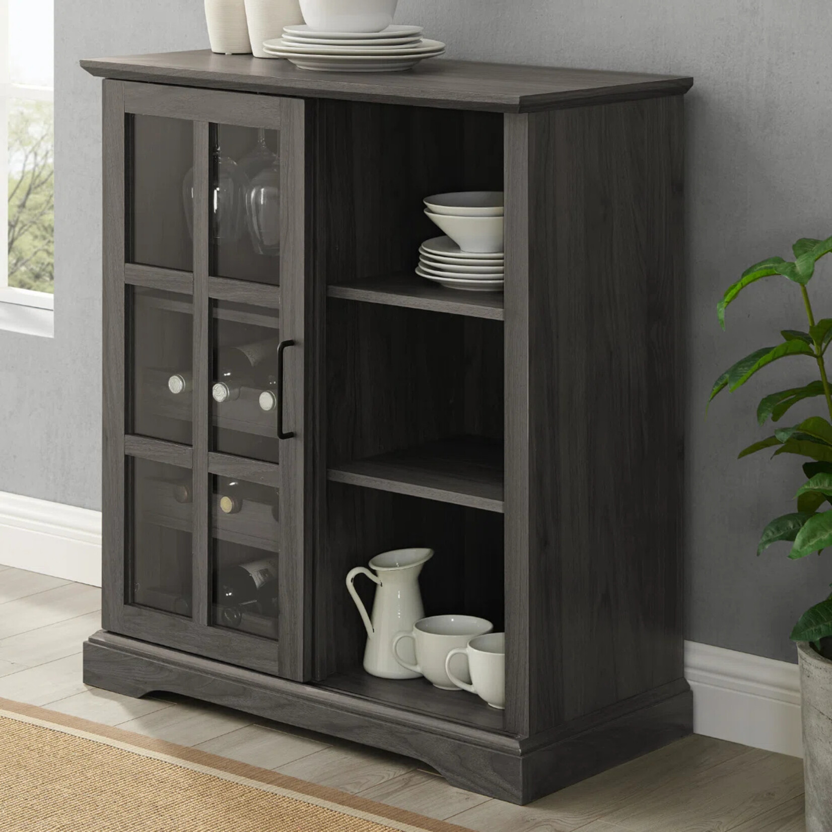 Sliding Door Bar w Wine Storage