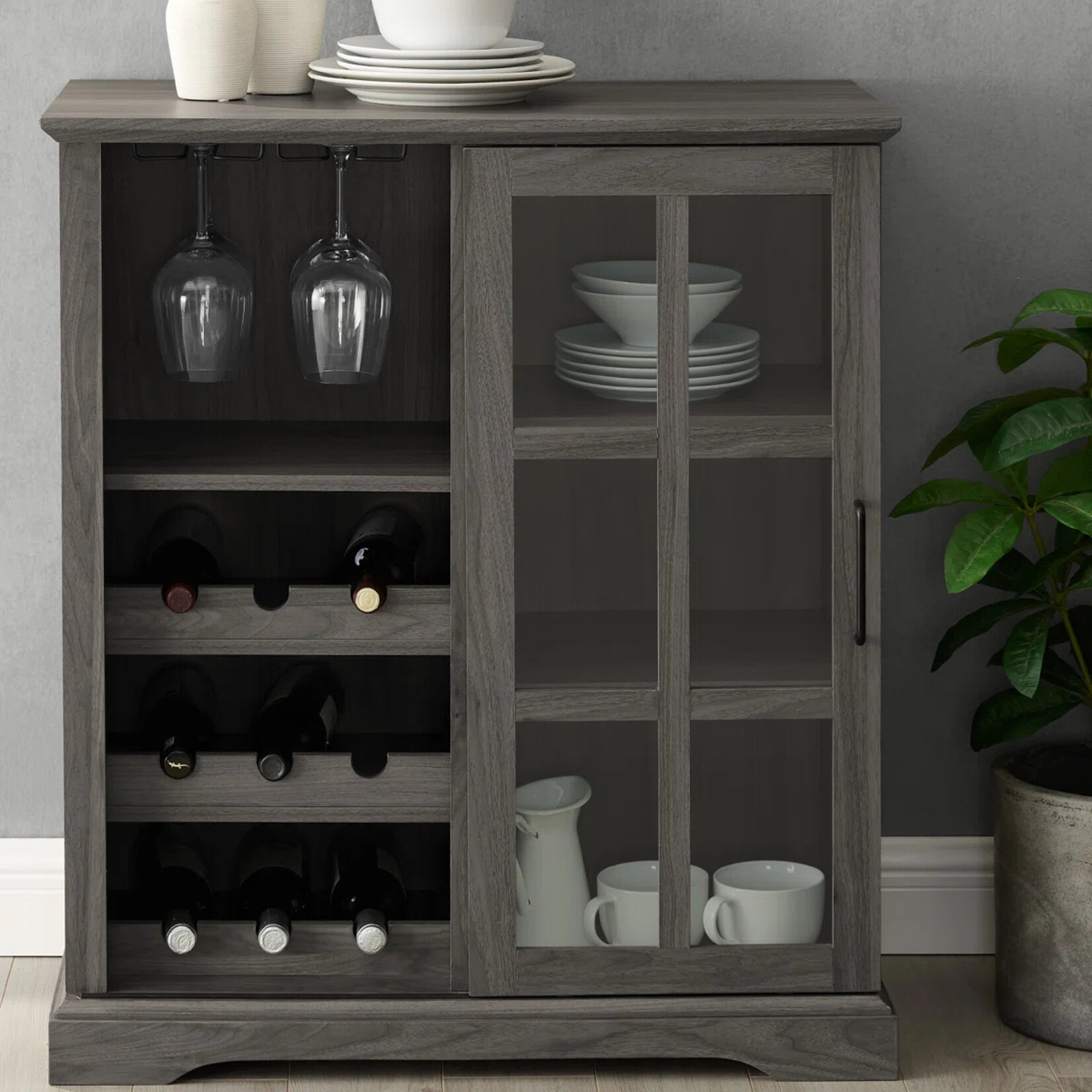 Sliding Door Bar w Wine Storage