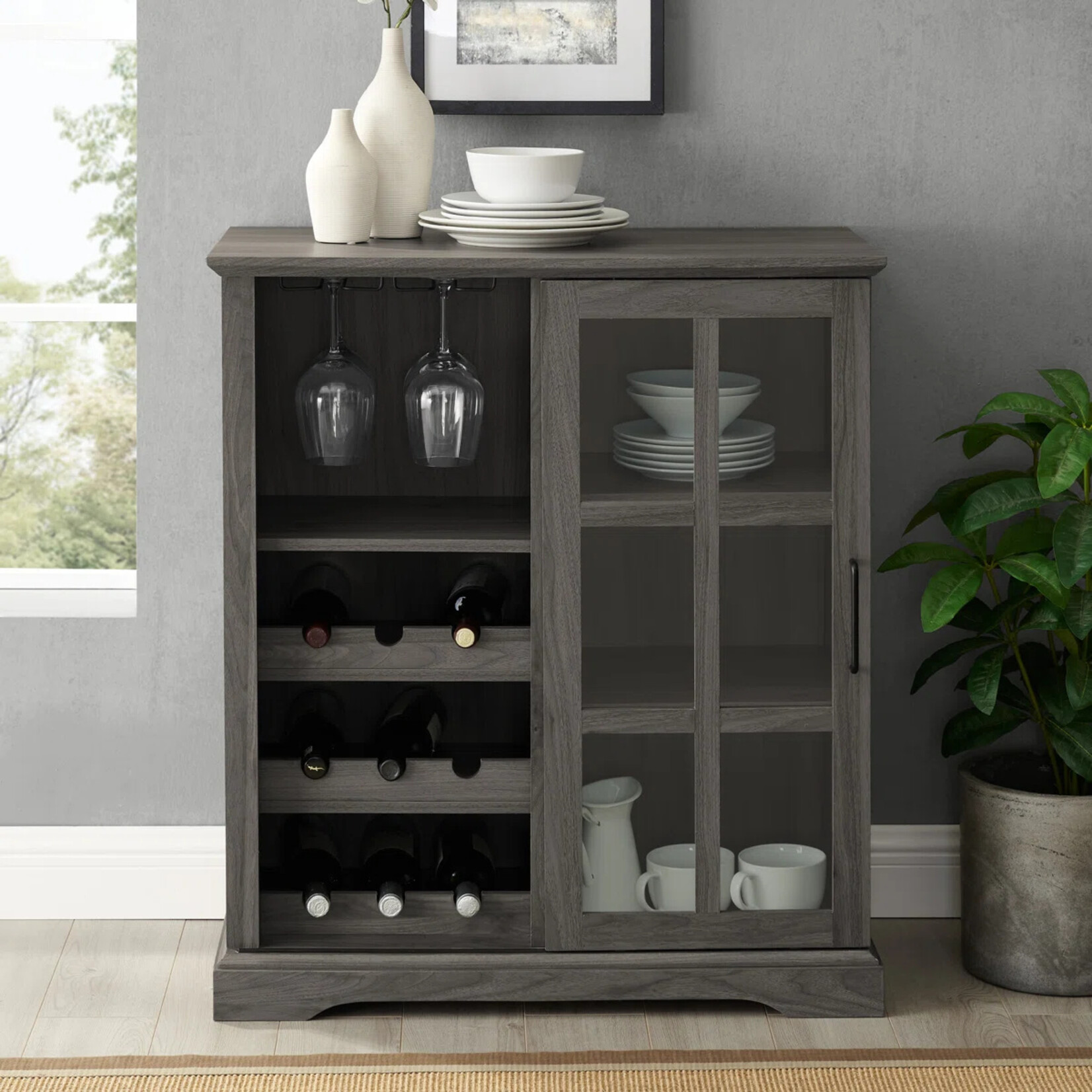 Sliding Door Bar w Wine Storage