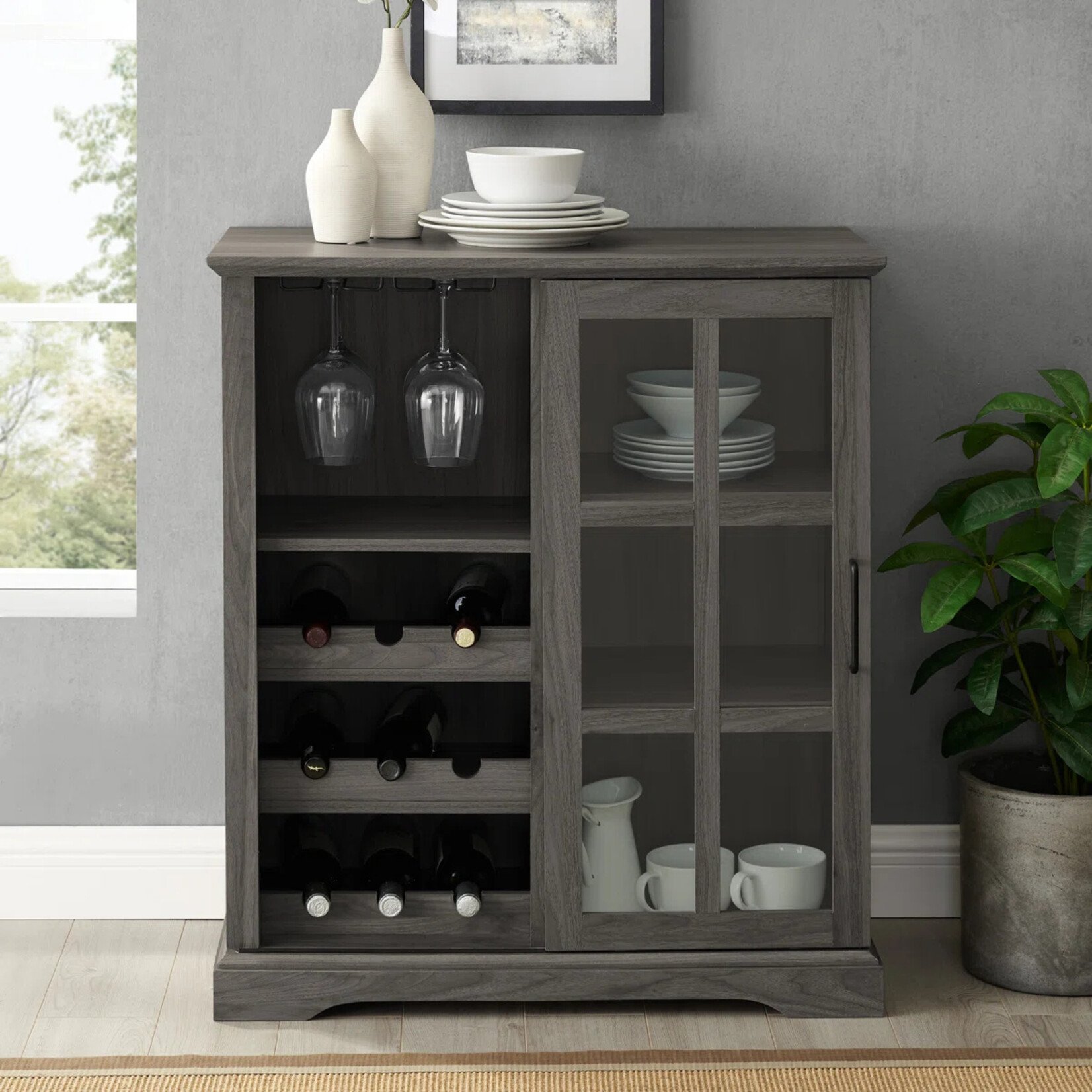 WayFair Canada Sliding Door Bar w Wine Storage