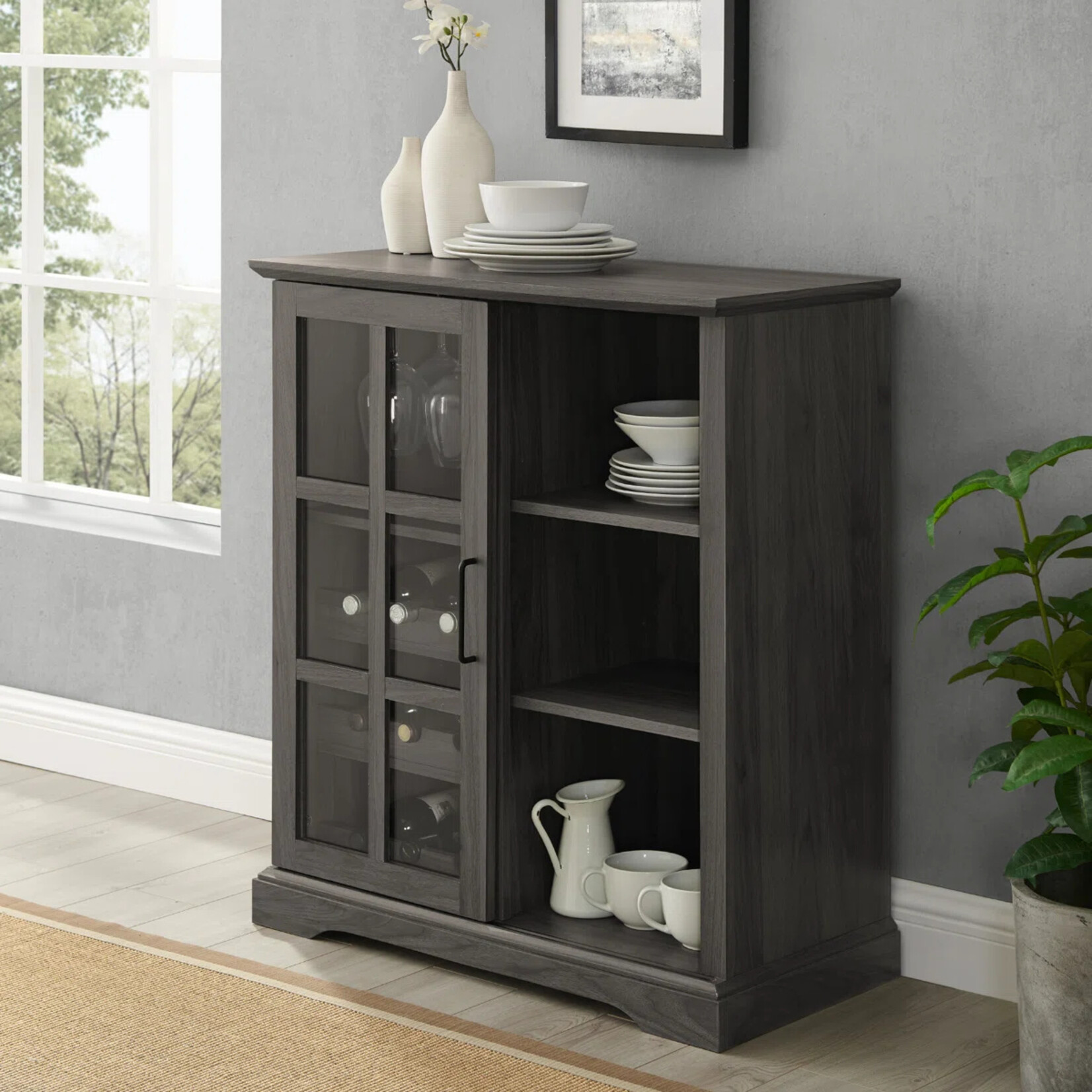 WayFair Canada Sliding Door Bar w Wine Storage