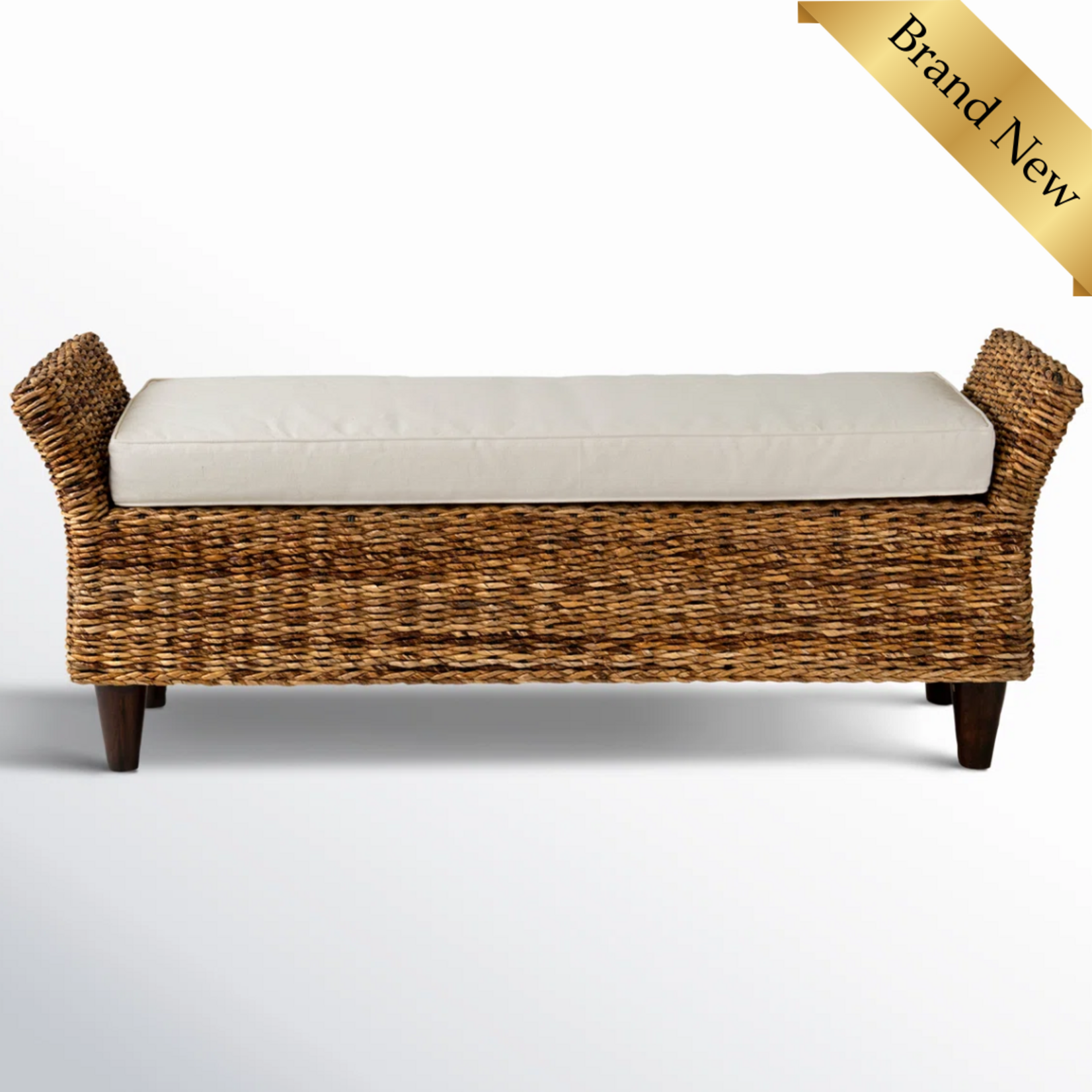 Calne Upholstered Wicker Bench