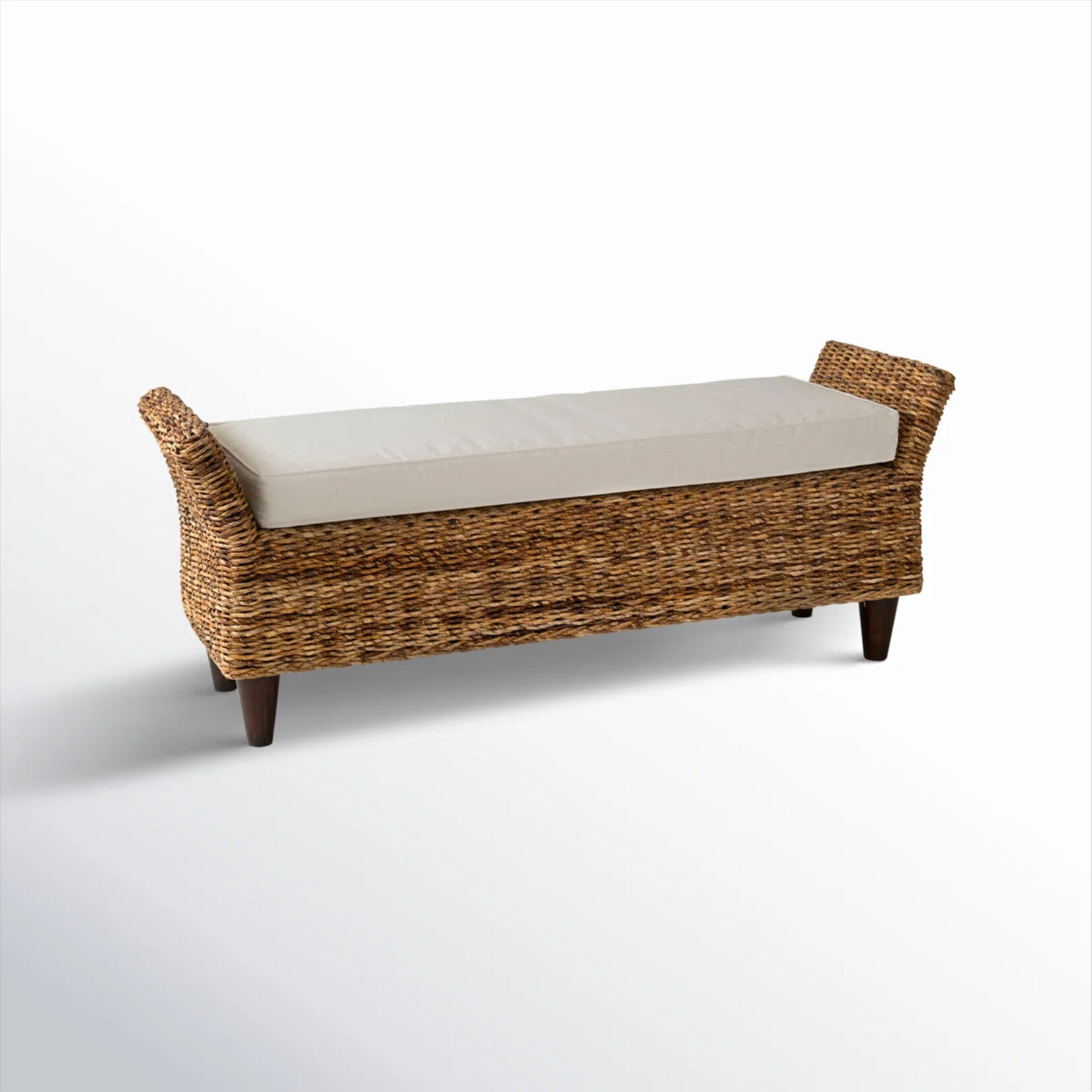 Calne Upholstered Wicker Bench
