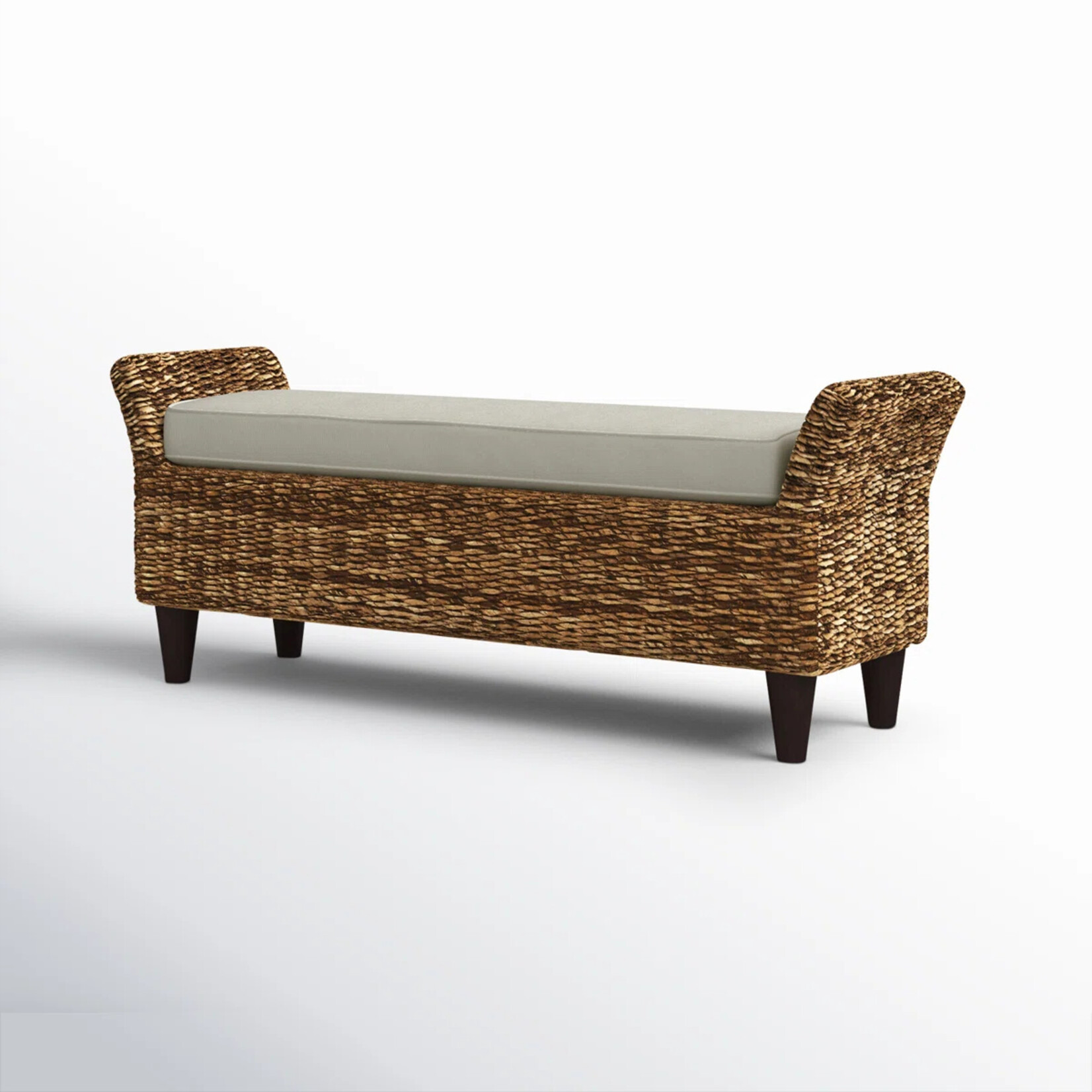 Calne Upholstered Wicker Bench
