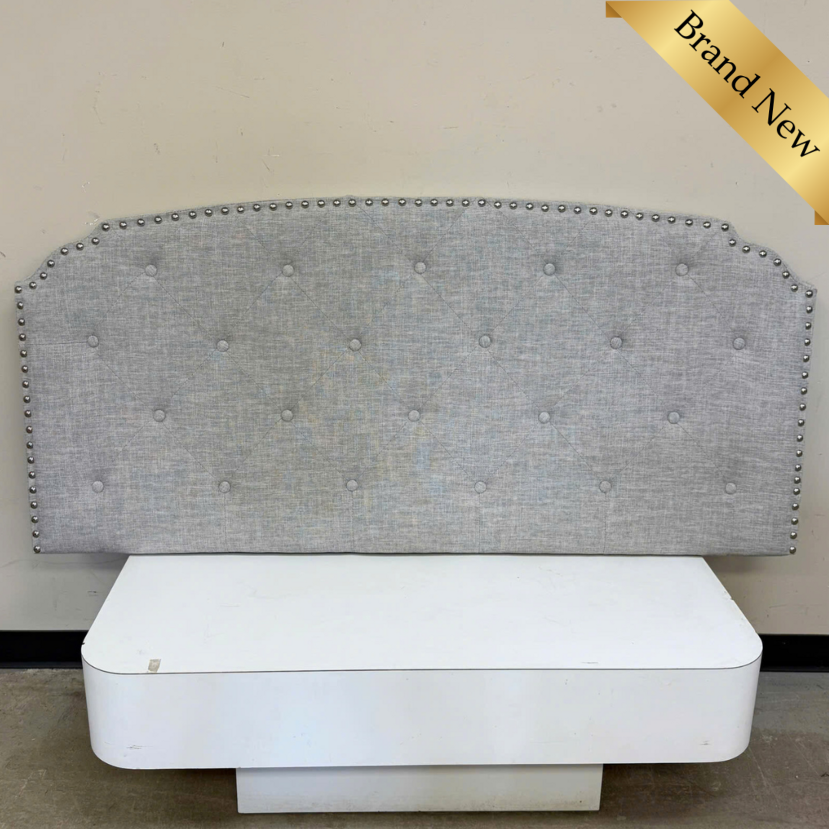 Queen Bed Light Grey Headboard