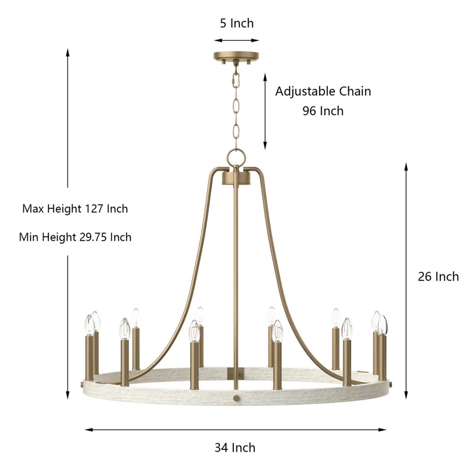 12 Dimmable Candle Style Chandelier