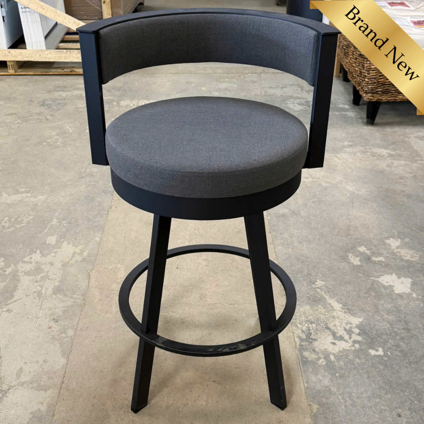 Gray/Black Swivel Bar Stool