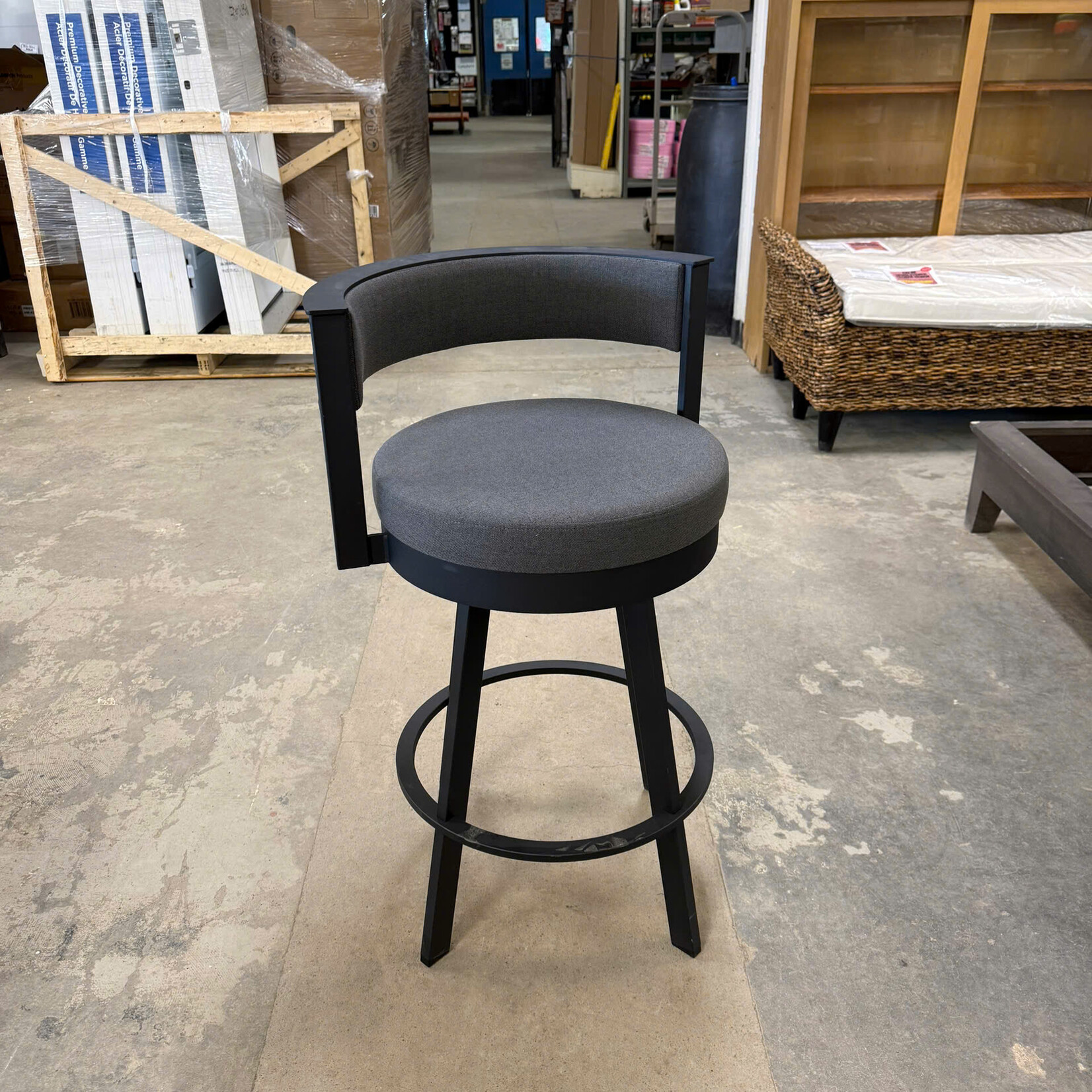 Gray/Black Swivel Bar Stool