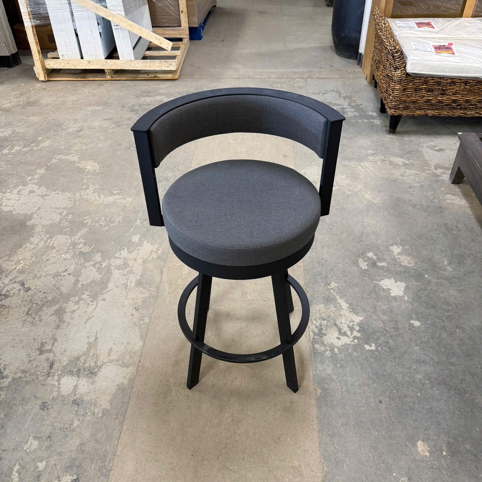 Gray/Black Swivel Bar Stool