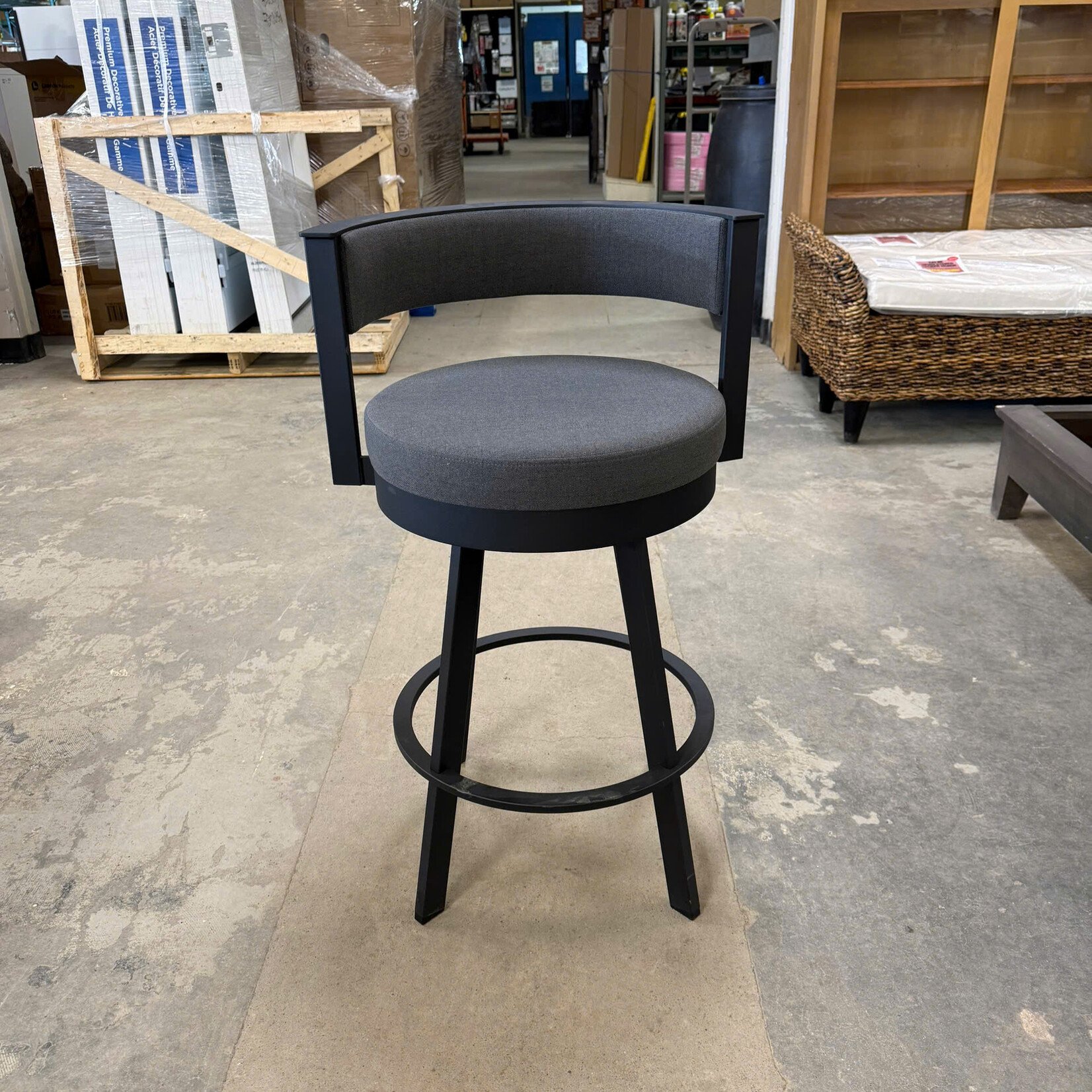 Gray/Black Swivel Bar Stool