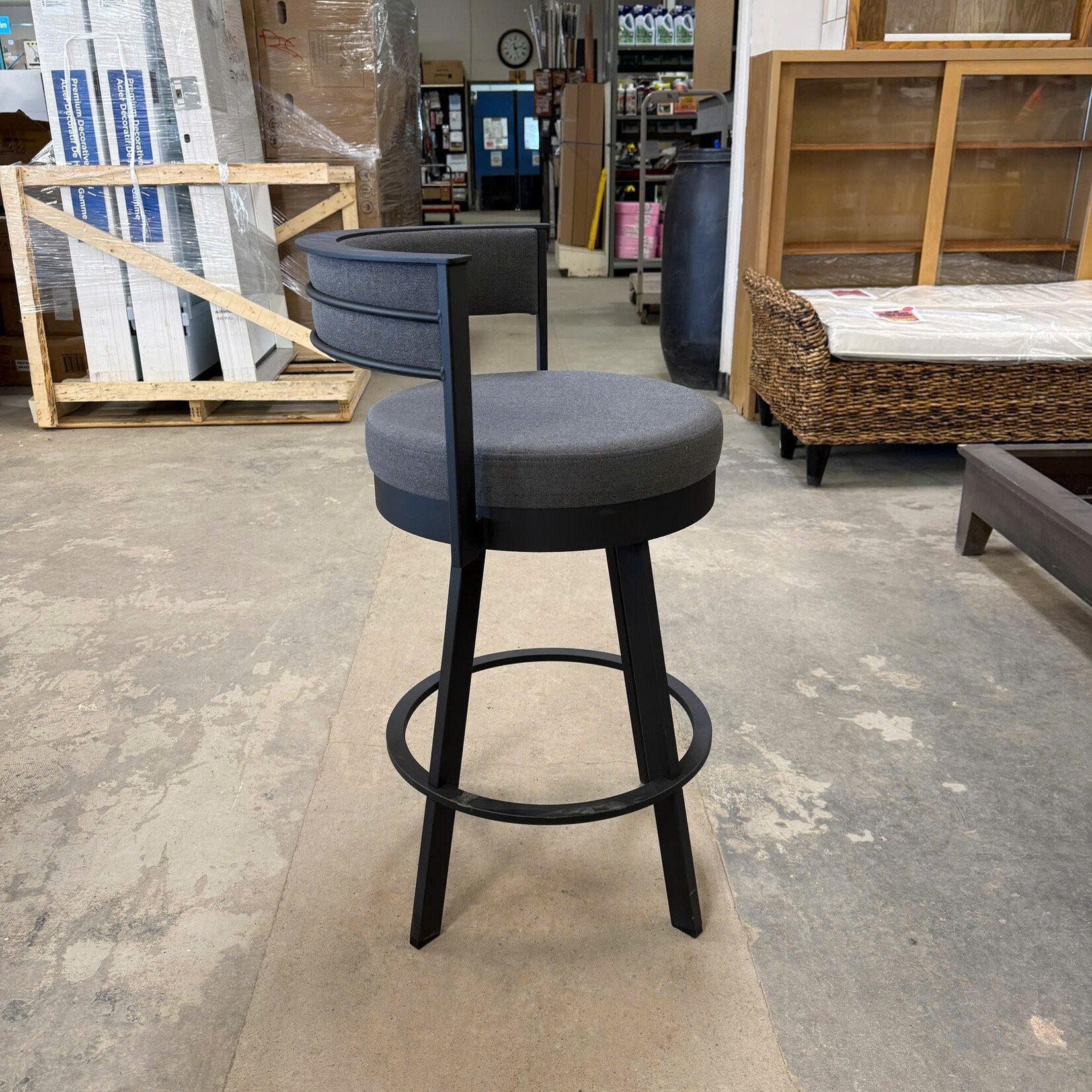 Gray/Black Swivel Bar Stool