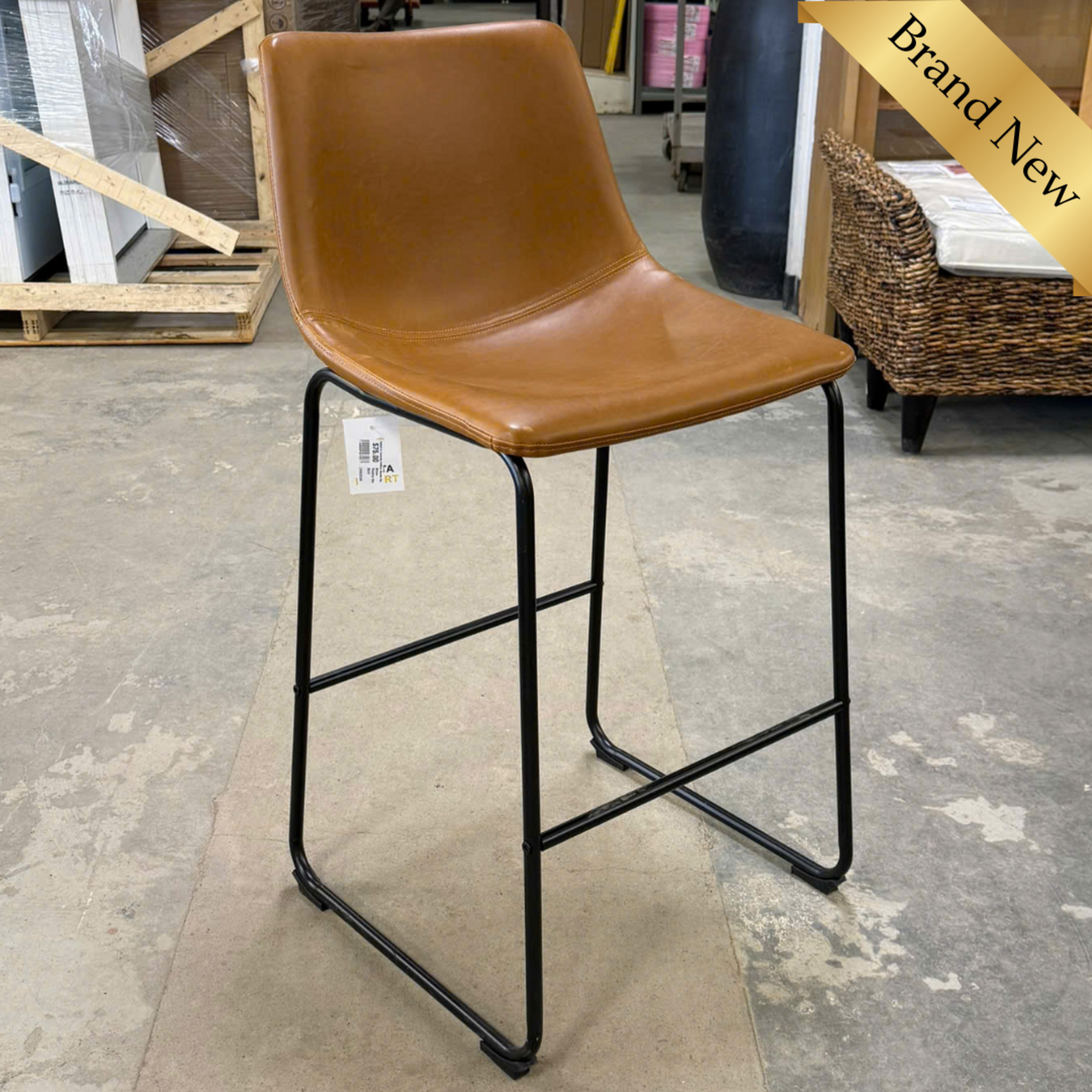 Brown Pleather Bar Stool