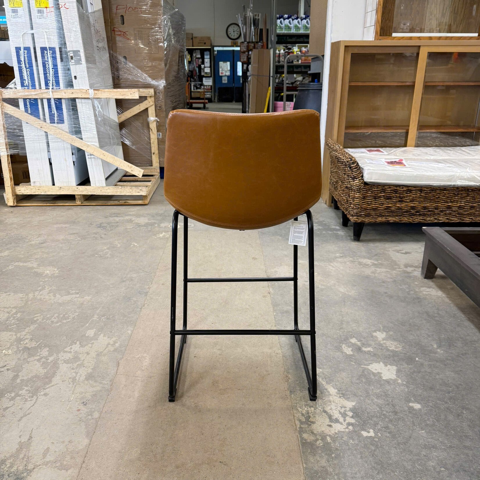 Brown Pleather Bar Stool