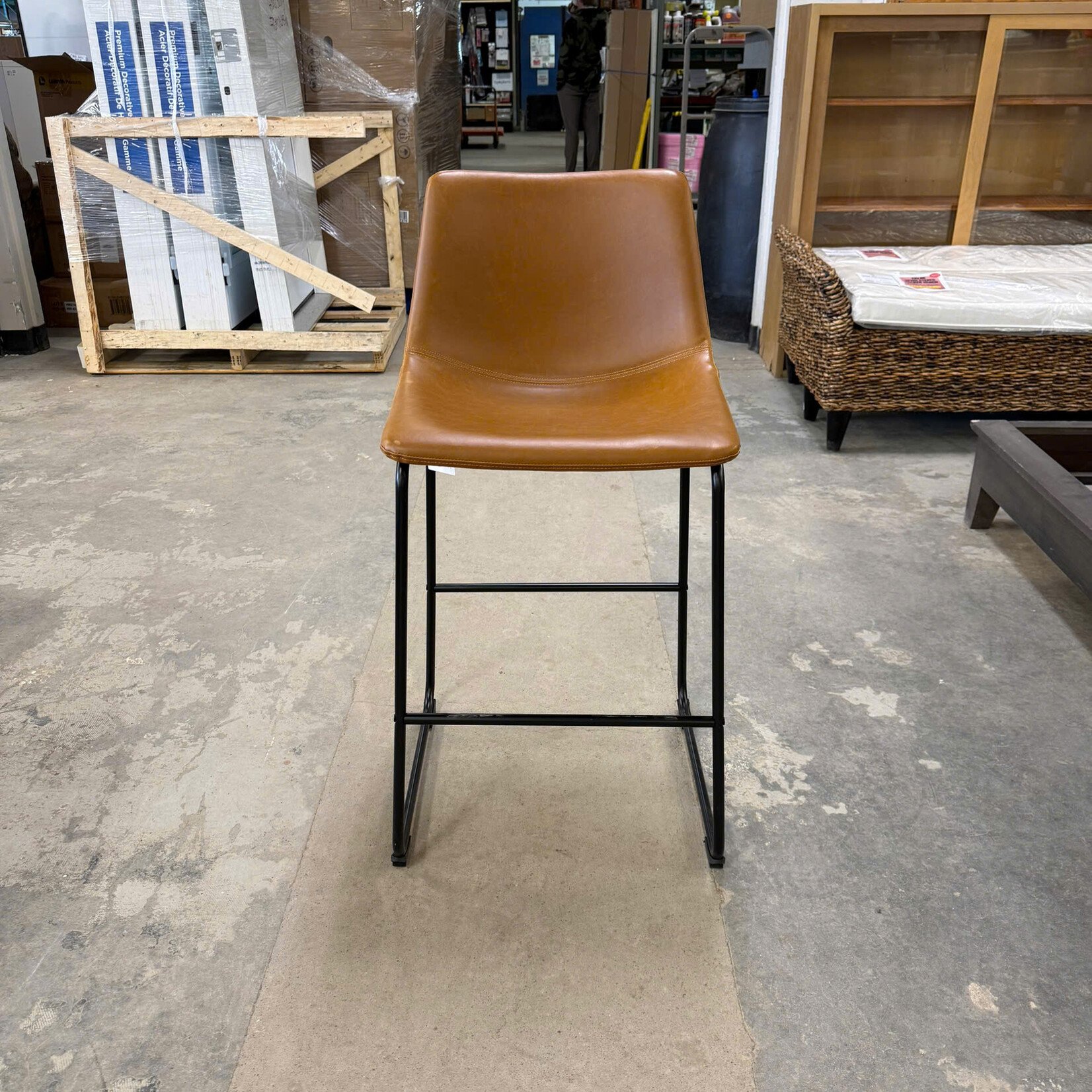Brown Pleather Bar Stool