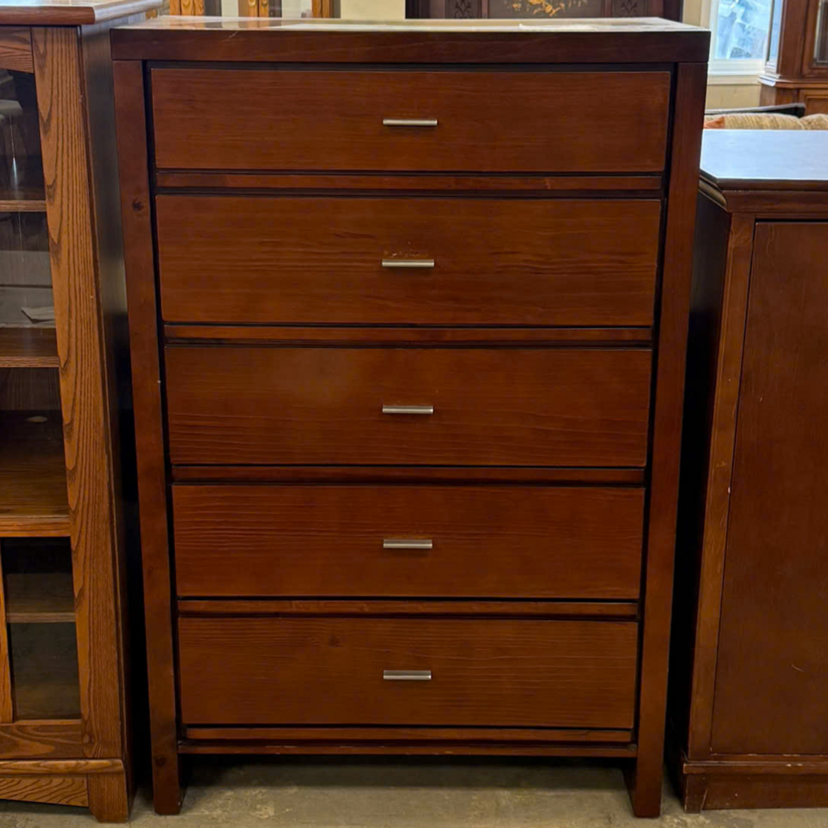 5 Drawer Dresser Silver Pinch Handles