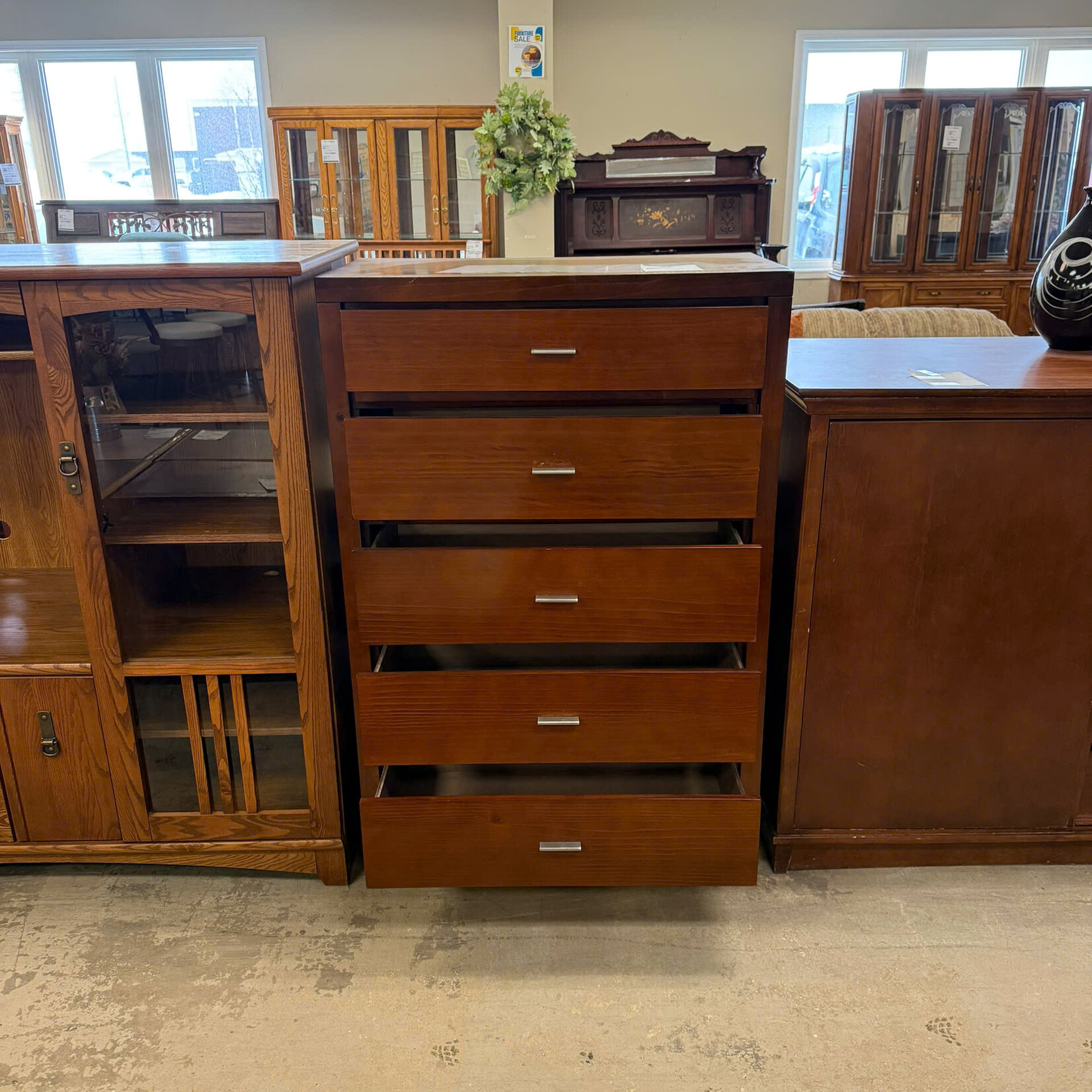 5 Drawer Dresser Silver Pinch Handles