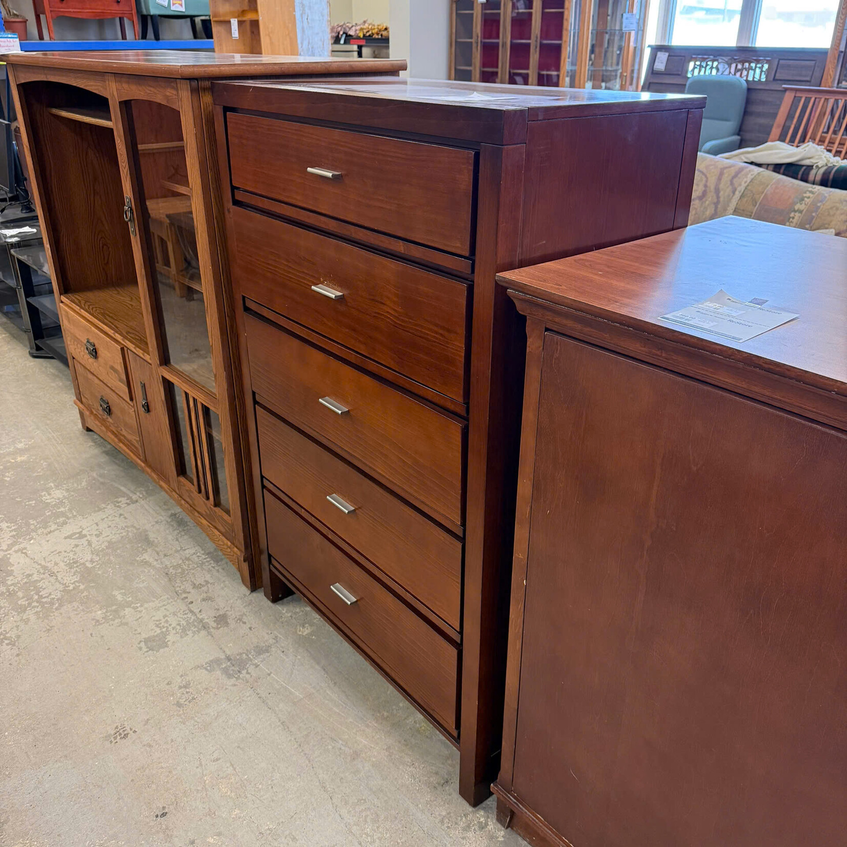 5 Drawer Dresser Silver Pinch Handles