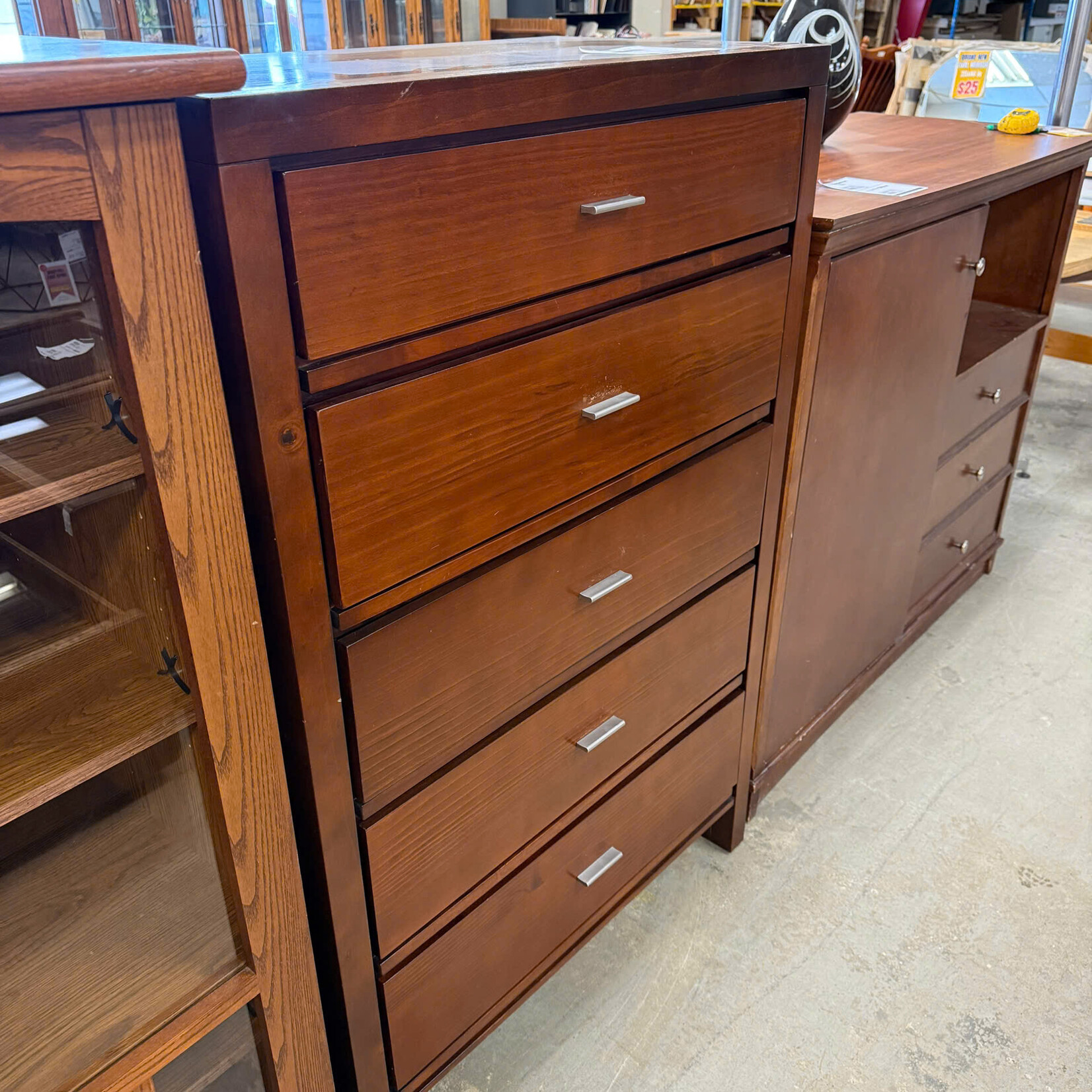 5 Drawer Dresser Silver Pinch Handles