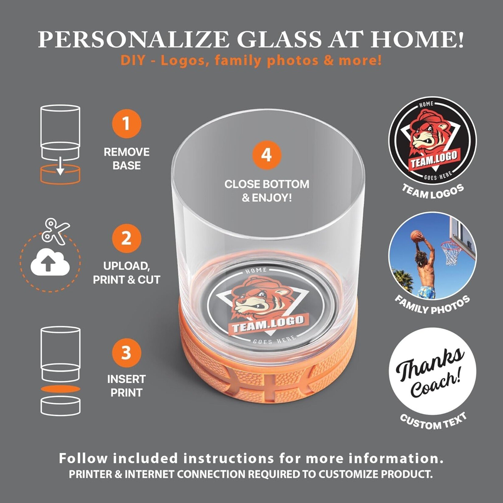 Set of 2 Basketball Glasses