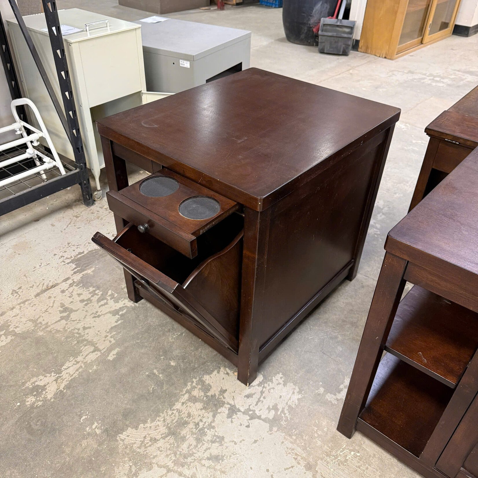 End Table Pull Down Door & Drink Tray