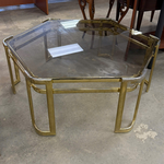 Brass Hexagon Glass Top Table